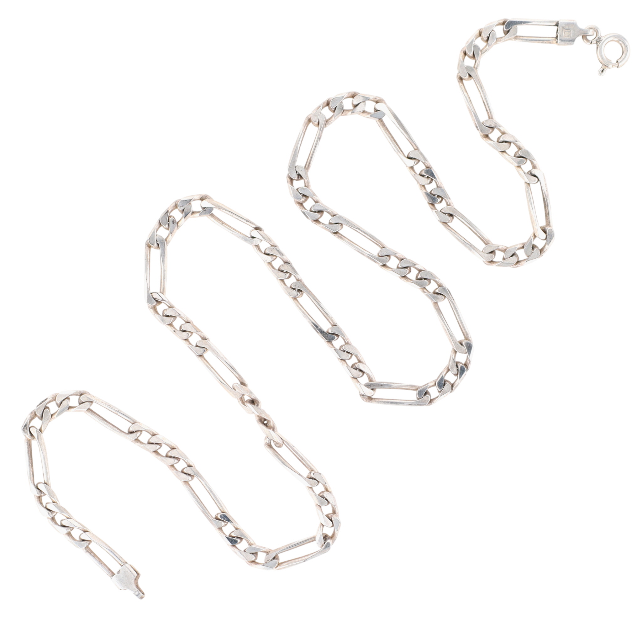 Italy Sterling Silver Figaro Chain Necklace