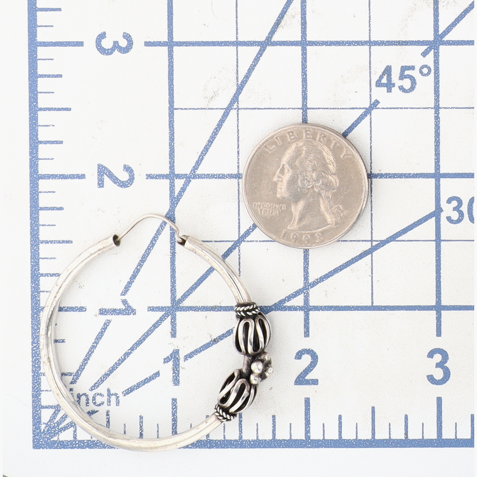 Sterling Silver Bali Style Hollow Hoop Earrings