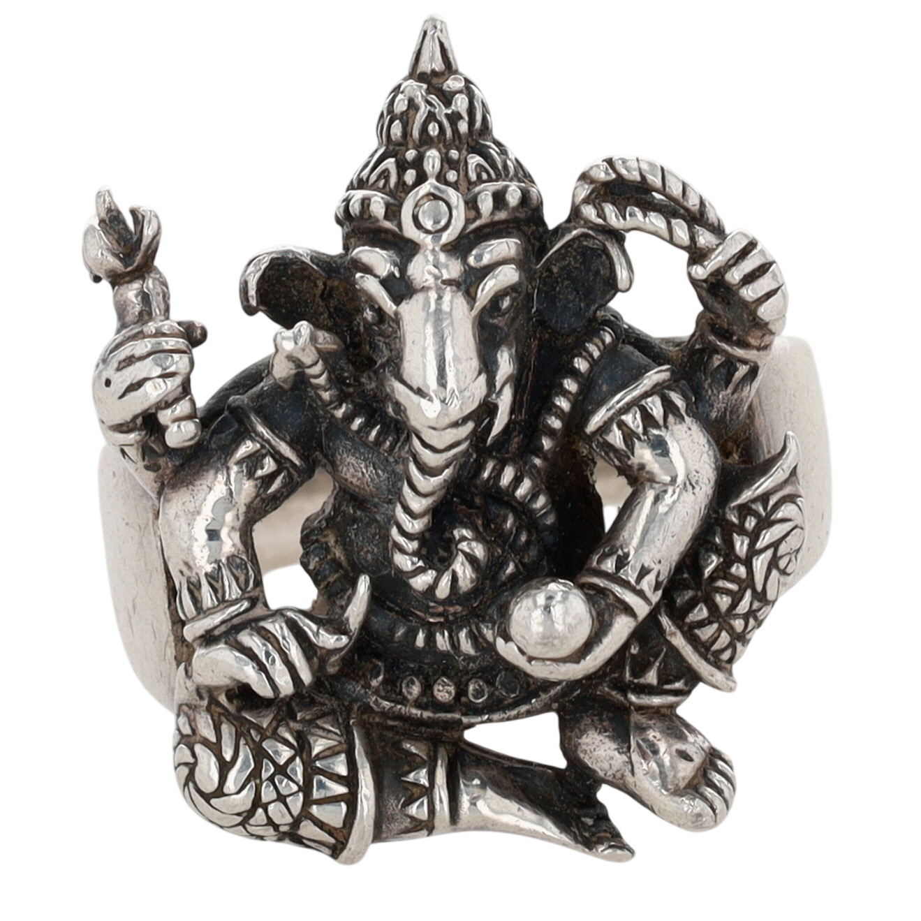 Sterling Silver Large Ganesh Ring Size 8