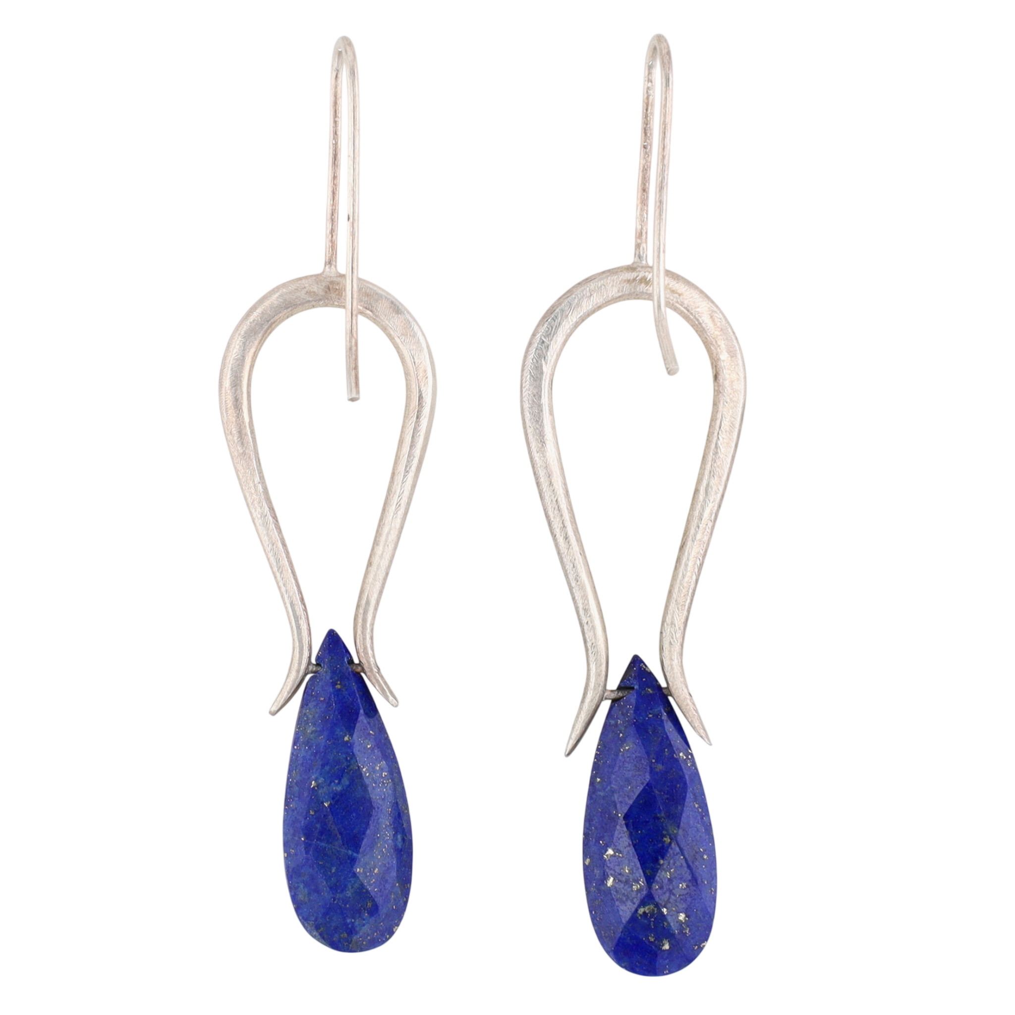 Sterling Silver Lapis Briolette Modern Drop Earrings