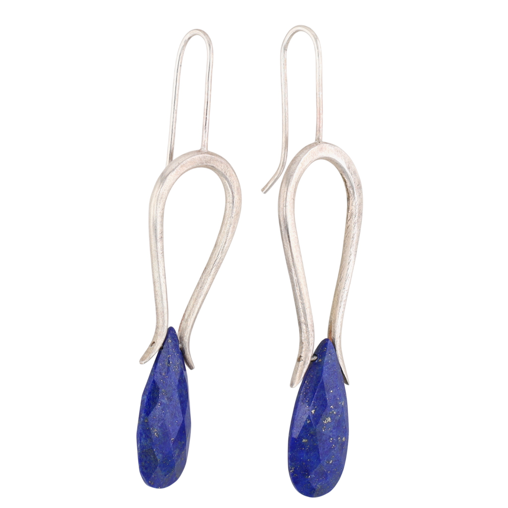 Sterling Silver Lapis Briolette Modern Drop Earrings