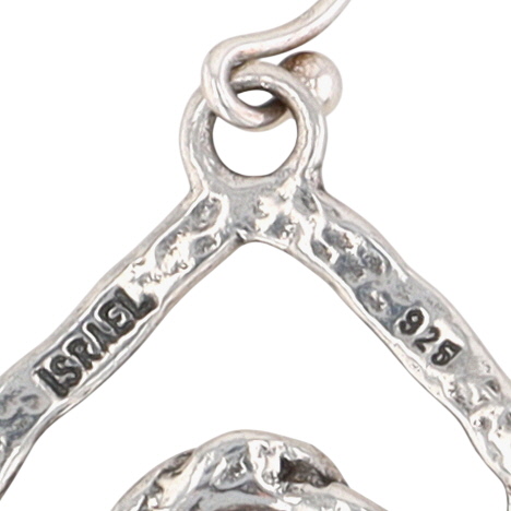 Israel Sterling Silver CZ Double Square Dangle Earrings