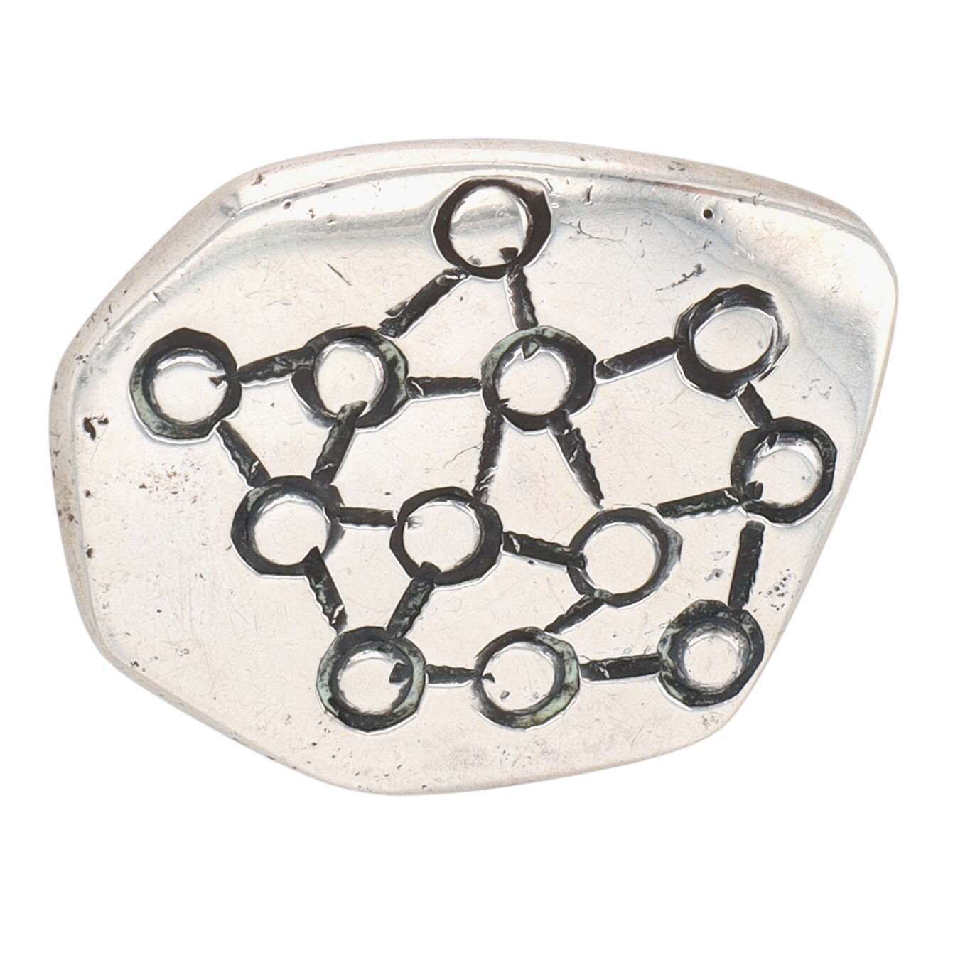 Sterling Silver Heavy Cast Atomic Connection Brooch