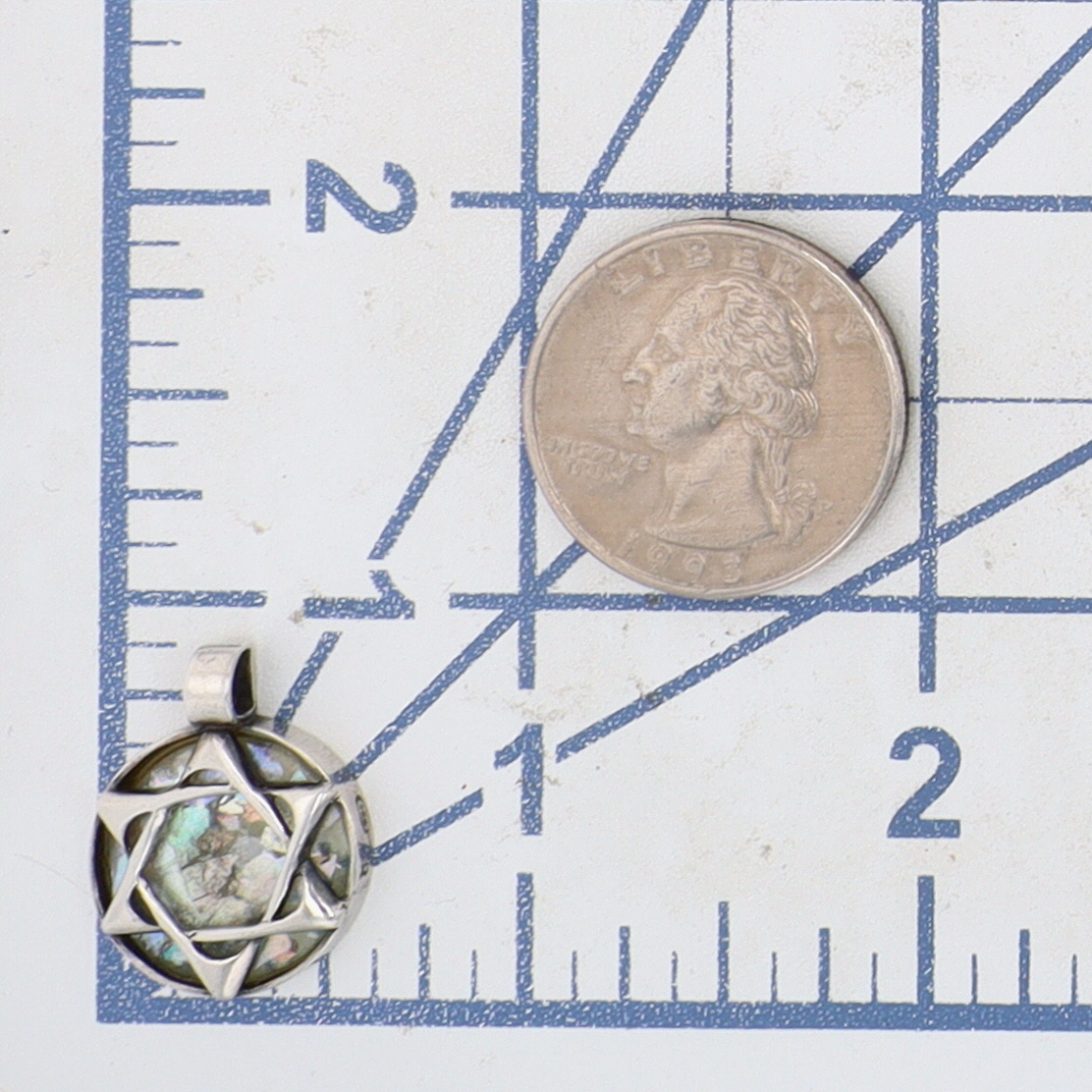Signed Sterling Silver Roman Glass Star of David Pendant