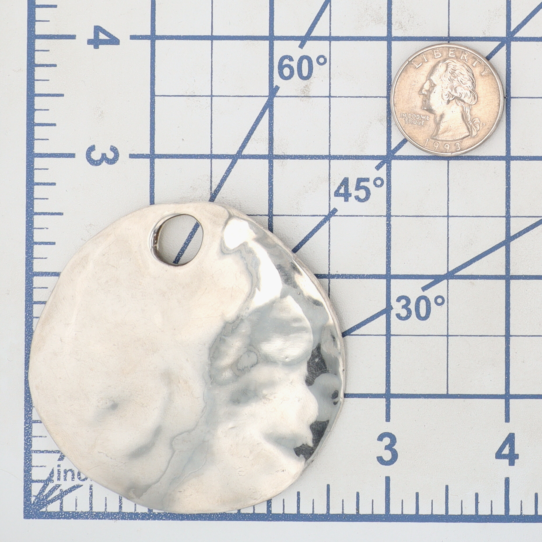 Bat Ami Israel Sterling Silver Large Modern Electroformed Disc Pendant