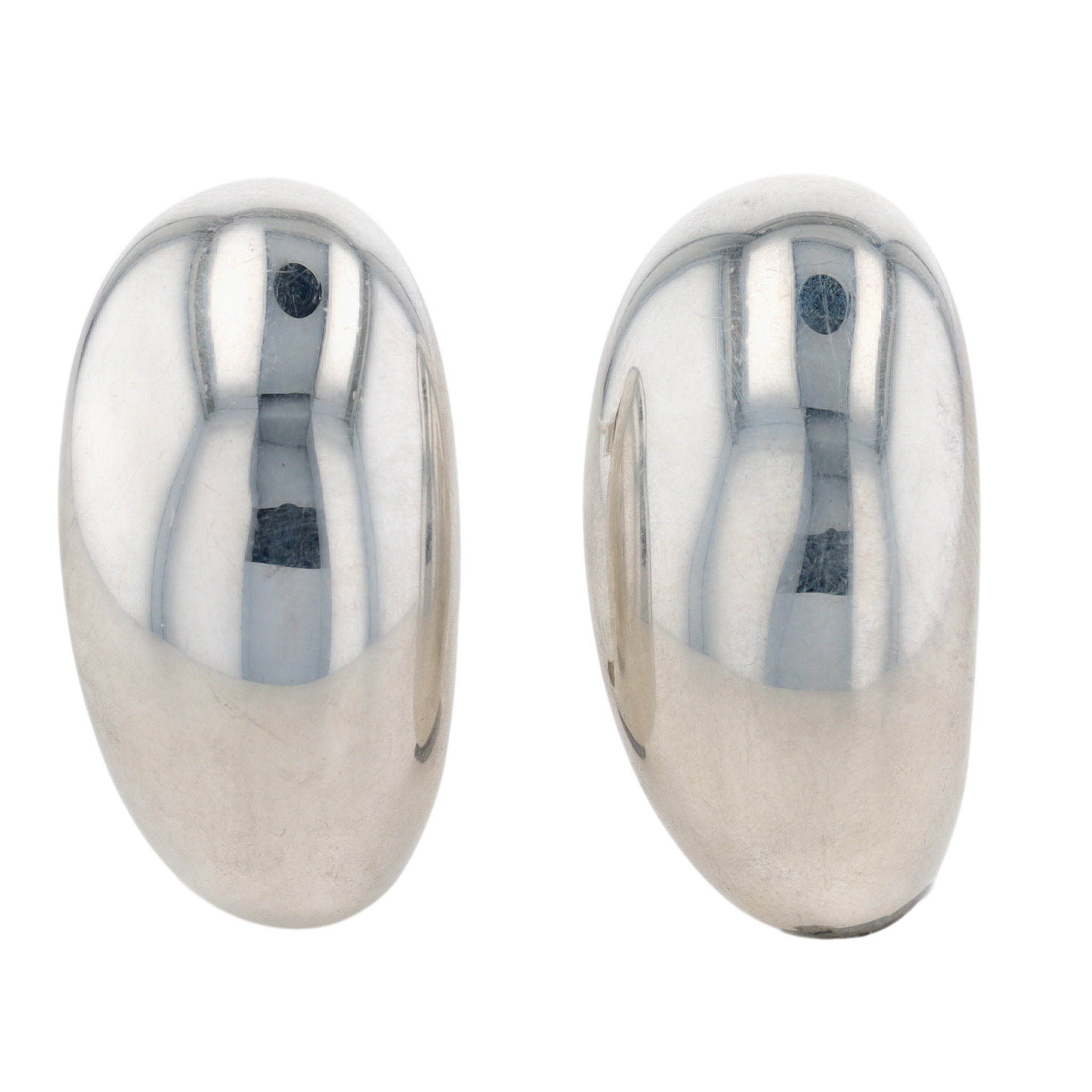 Signed Sterling Silver Modern Huggie Stud Earrings