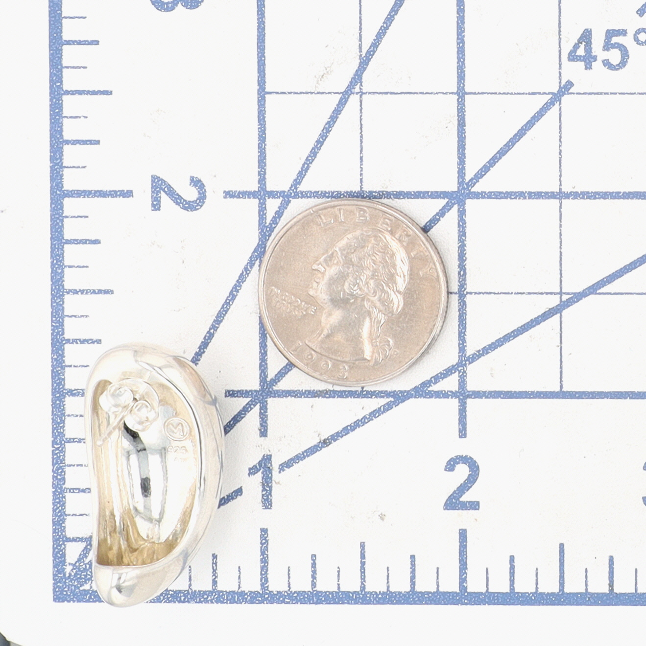 Signed Sterling Silver Modern Huggie Stud Earrings