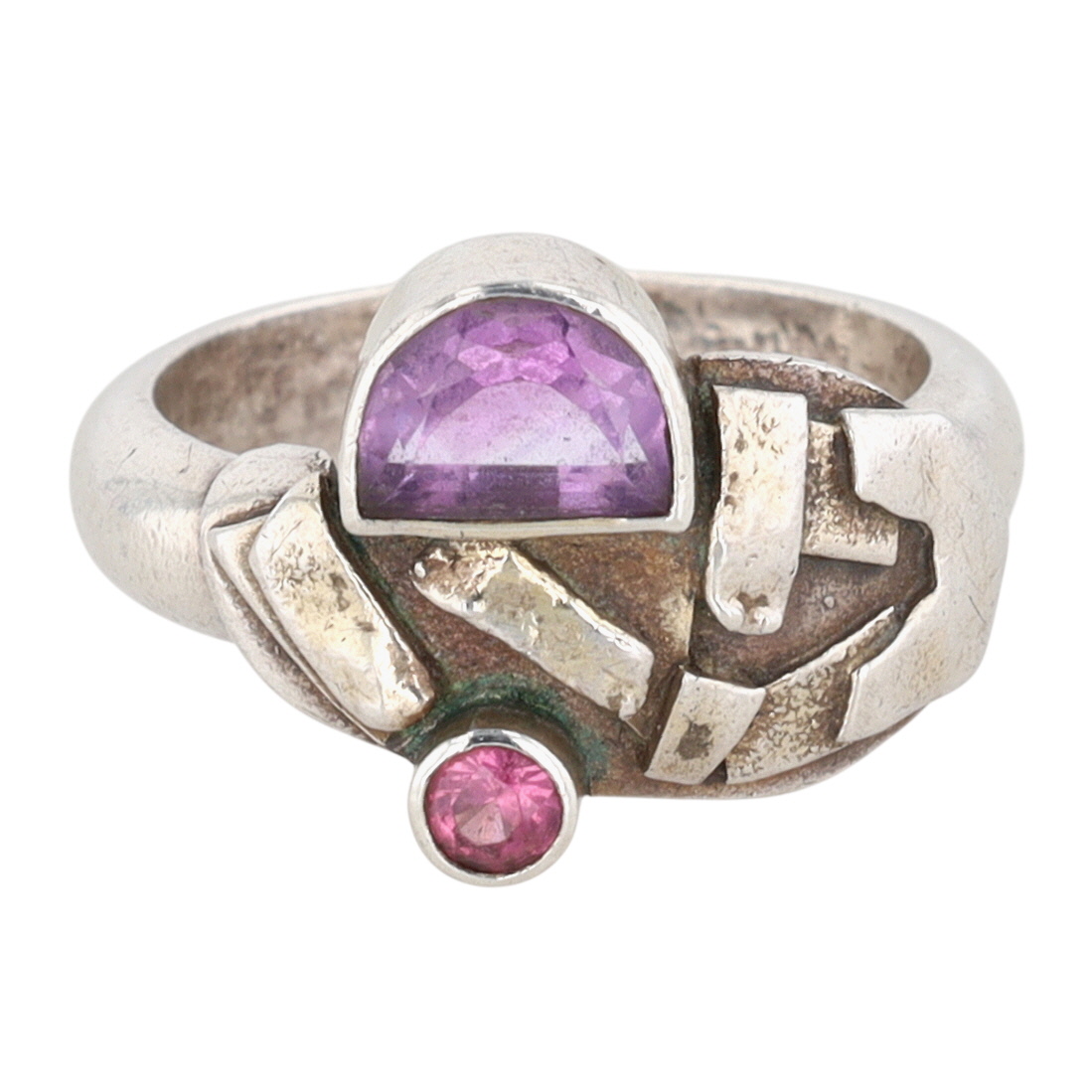 Sterling Silver Amethyst Modern Cluster Ring Size 6.5