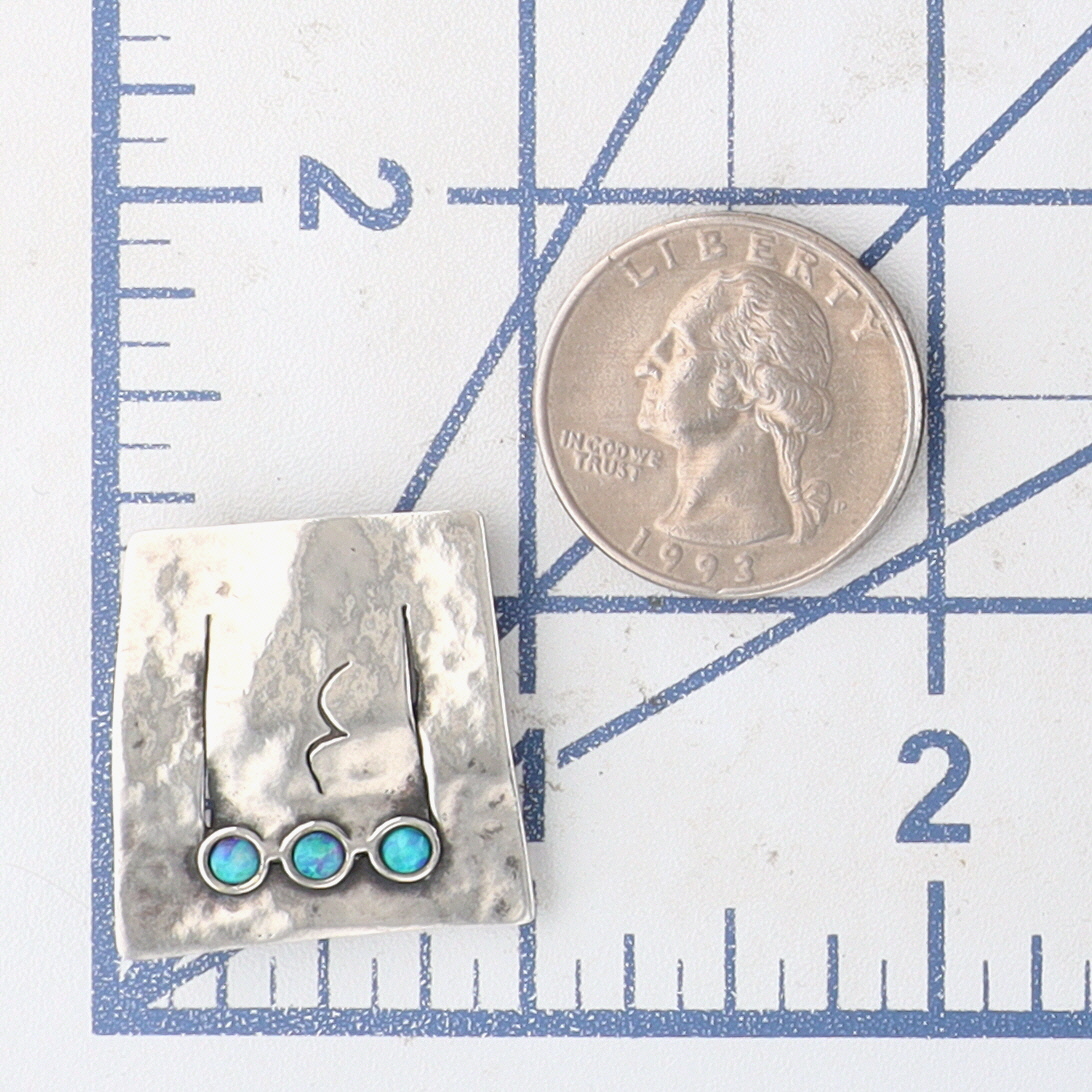Signed Sterling Silver Opal Pierced Flying Bird Slide Pendant