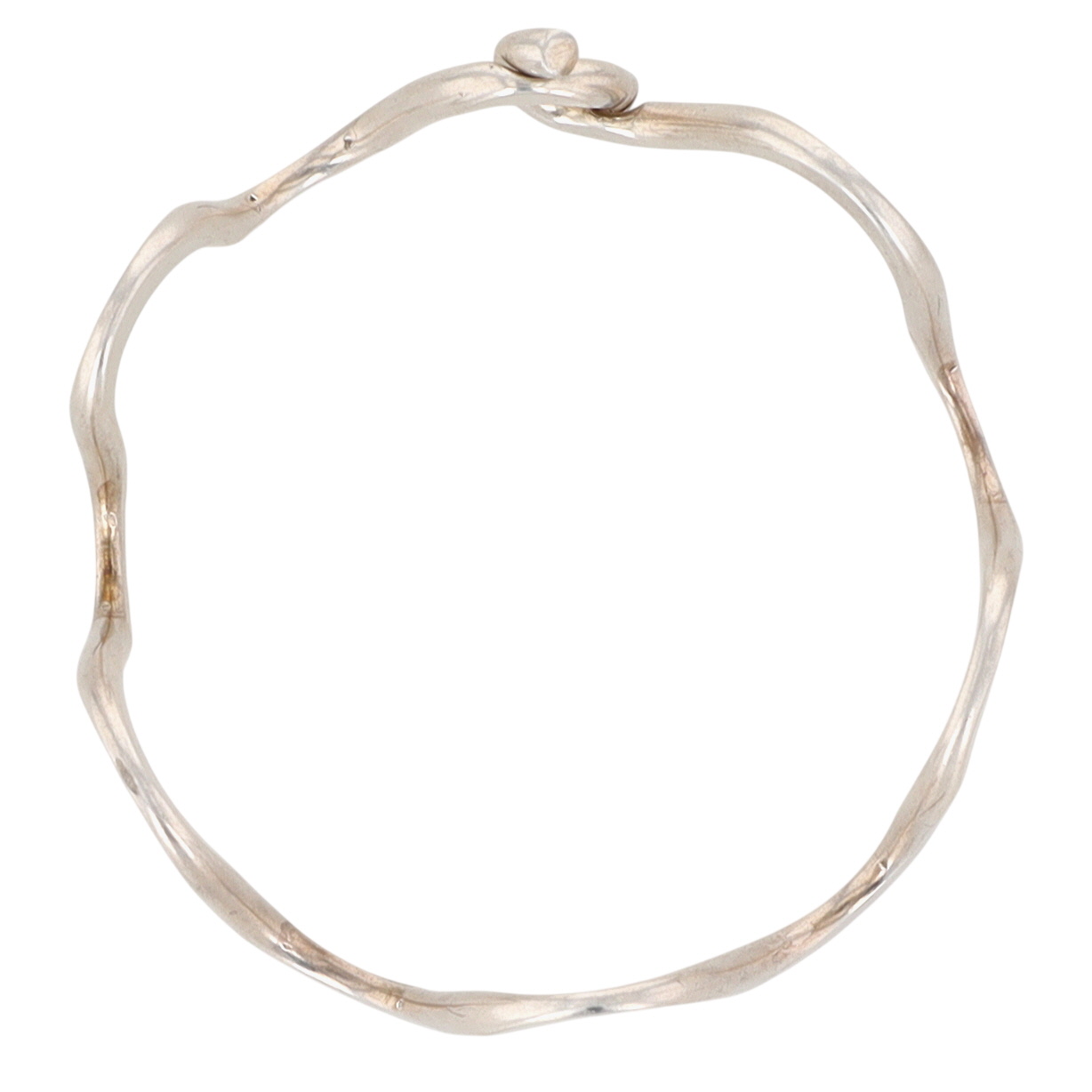 Handmade Sterling Silver Wavy Hammered Clasp Bangle Bracelet