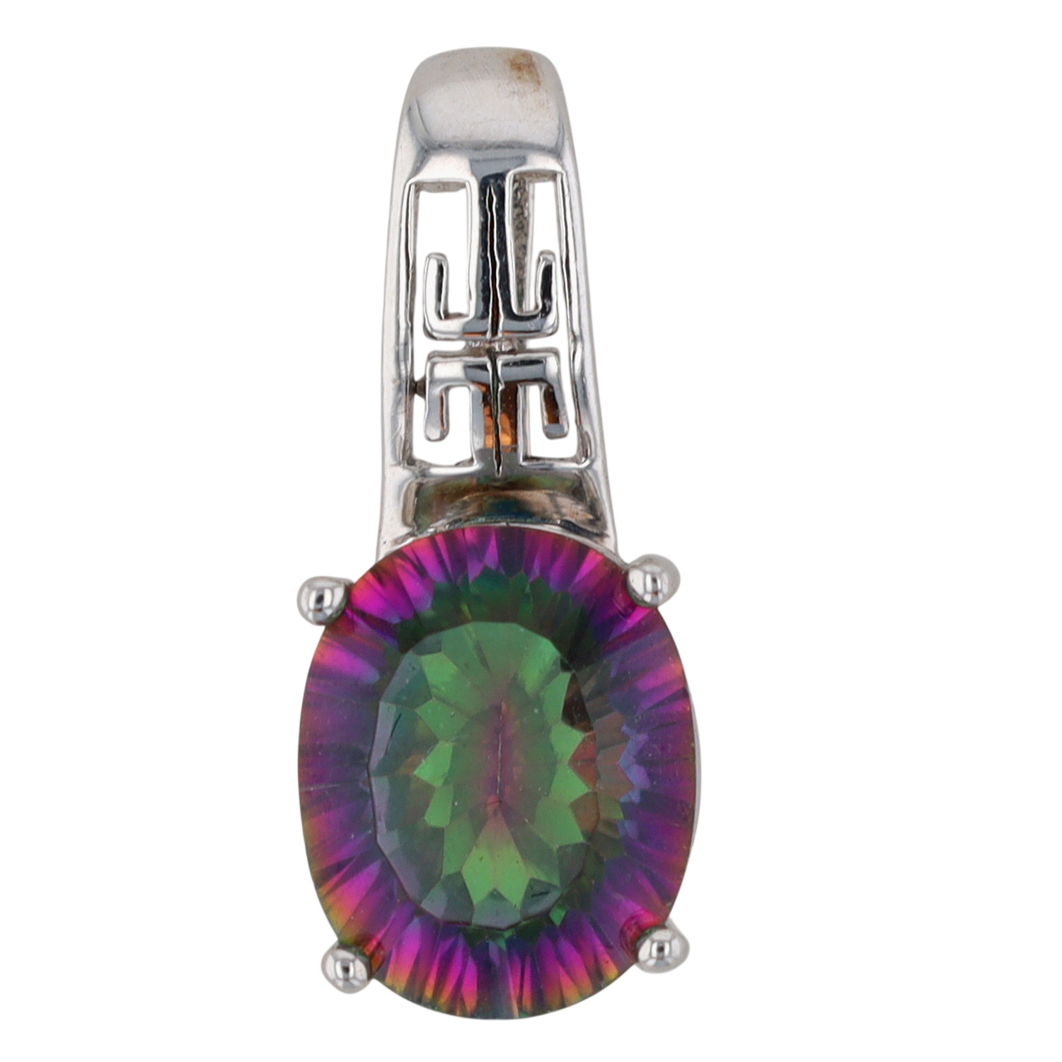 Sterling Silver Iridescent Crystal Cut Out Slide Pendant
