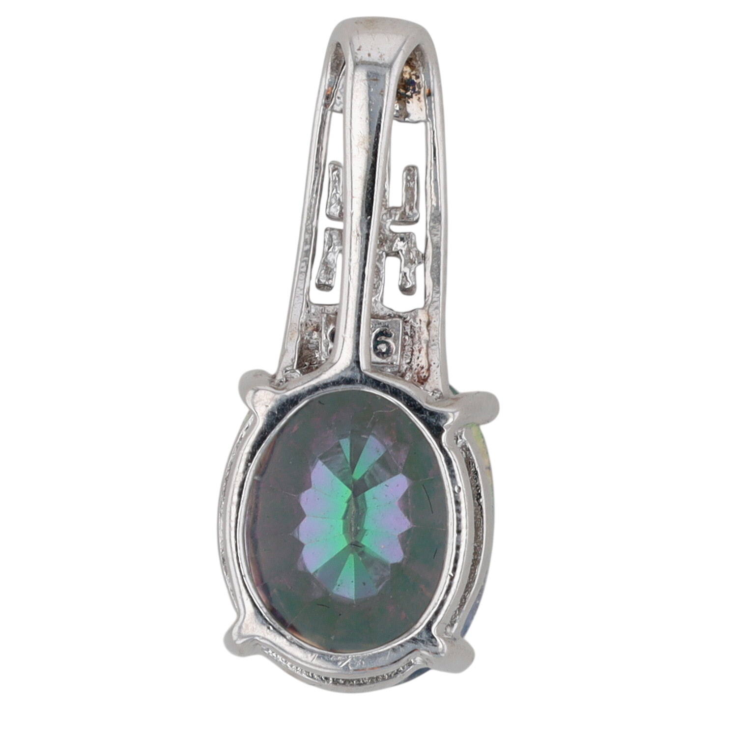 Sterling Silver Iridescent Crystal Cut Out Slide Pendant