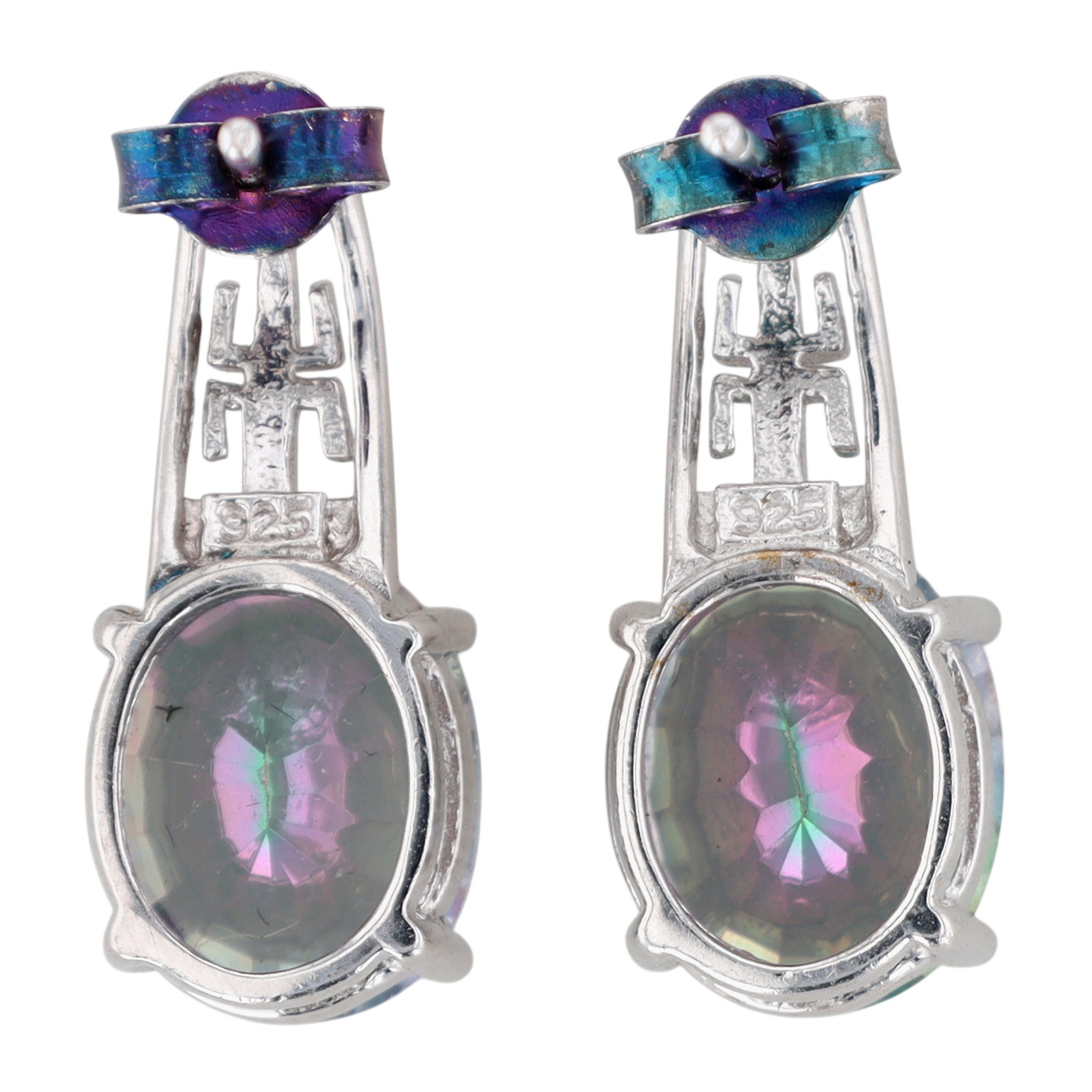 Sterling Silver Iridescent Crystal Cut Out Stud Earrings