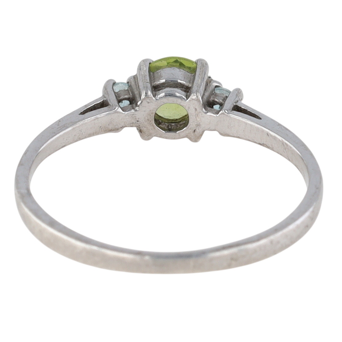 Sterling Silver Peridot Blue Topaz Three Stone Ring Size 7.5