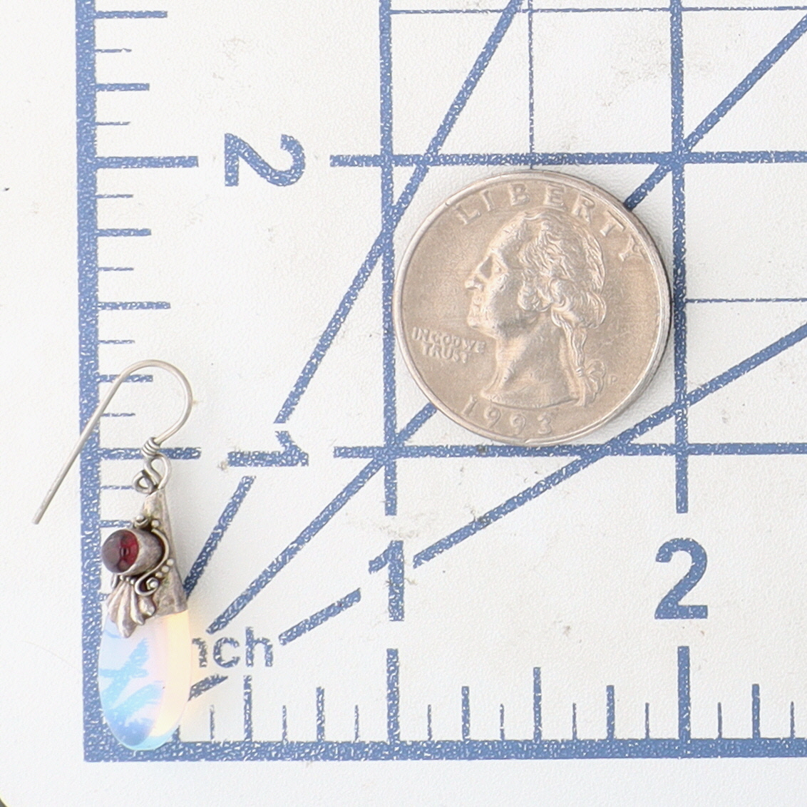 Sterling Silver Garnet Moonstone Bali Style Dangle Earrings