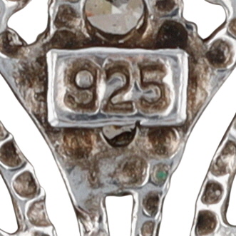 Signed Sterling Silver CZ Open Work Floral Pendant