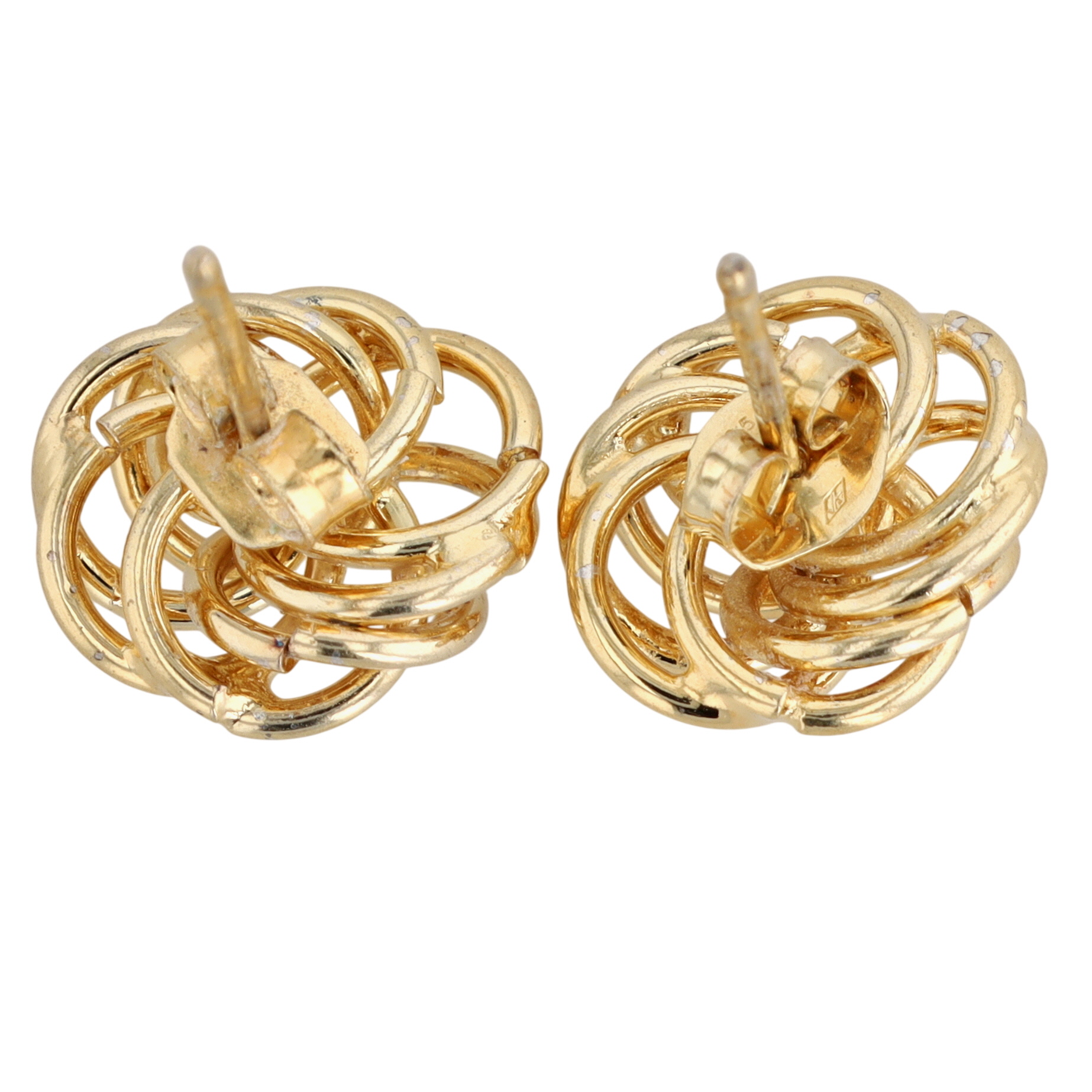 Italy Gold Over Sterling Silver Interlocking Stud Earrings