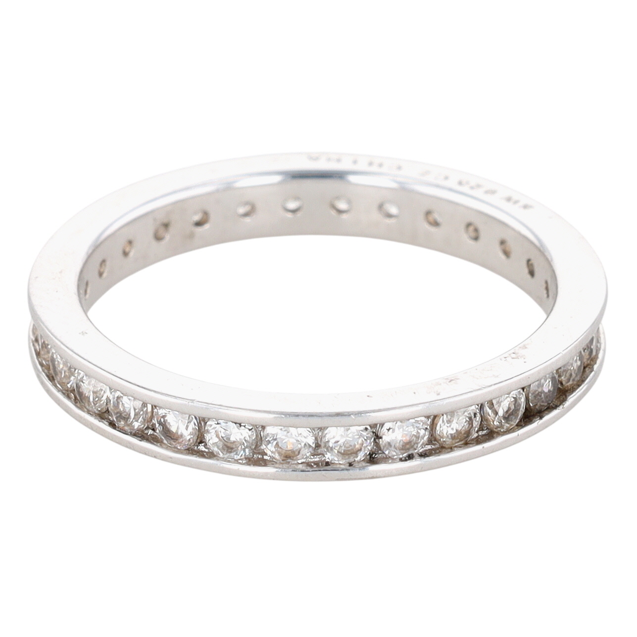 Signed Sterling Silver CZ Channel Set Eternity Band Ring Size 8.25