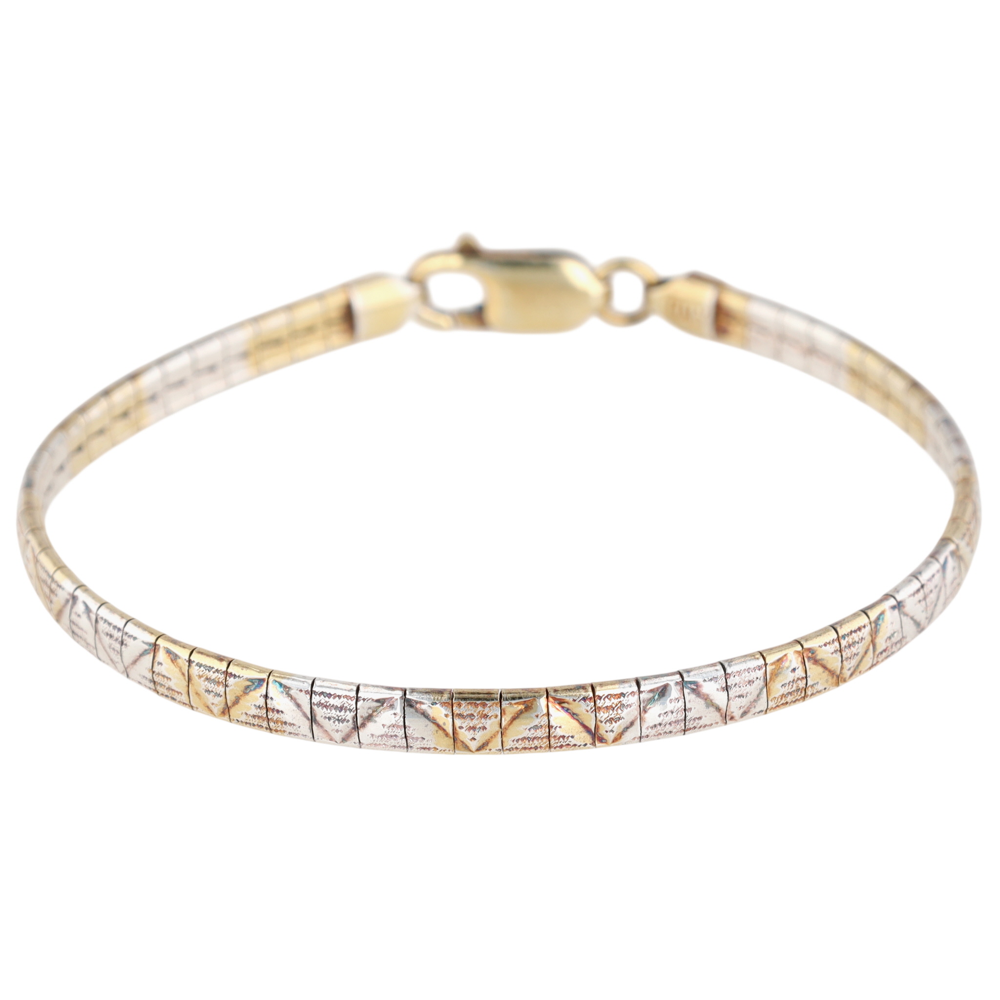 Milor Italy Gold Over Sterling Silver Two Tone Engraved Bracelet