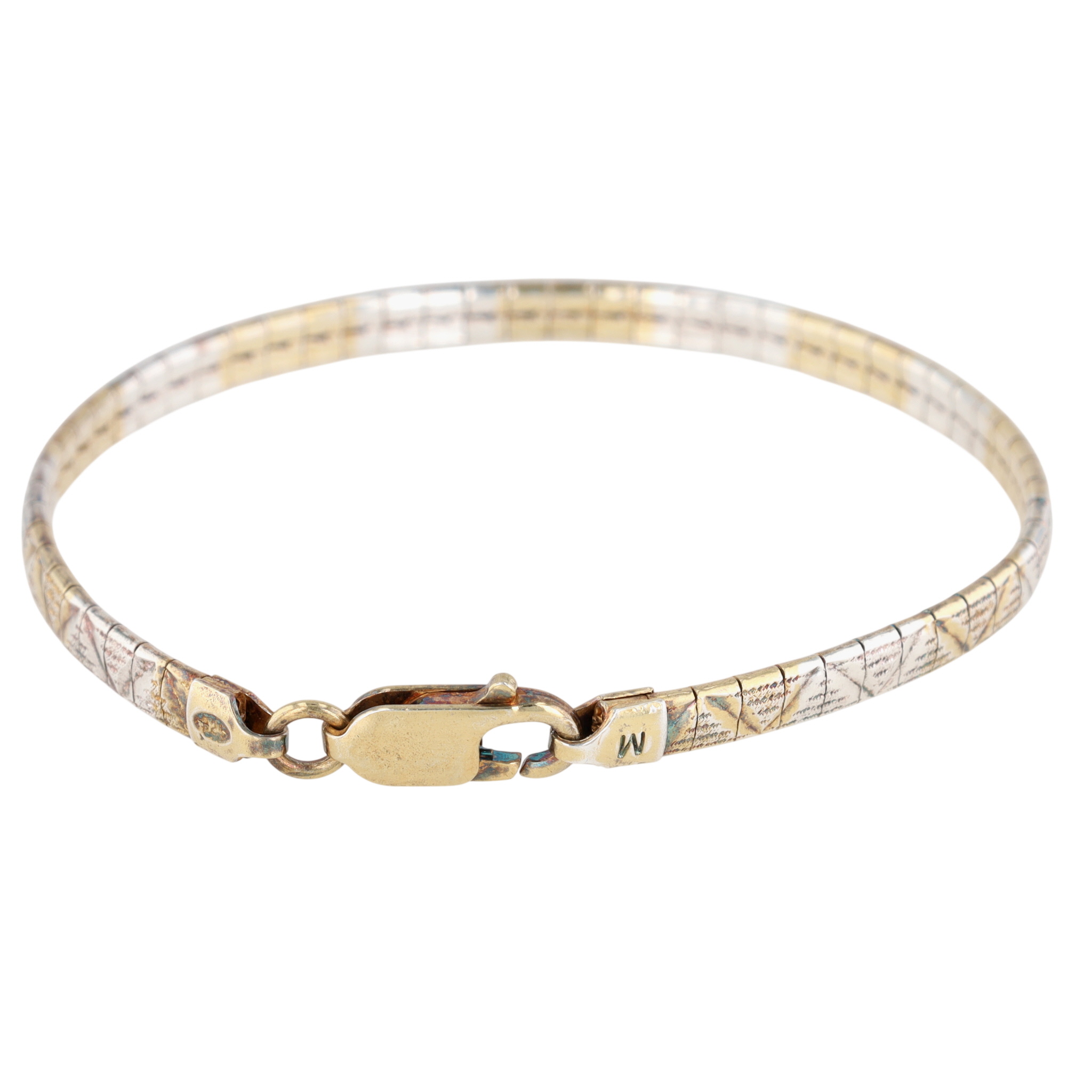 Milor Italy Gold Over Sterling Silver Two Tone Engraved Bracelet