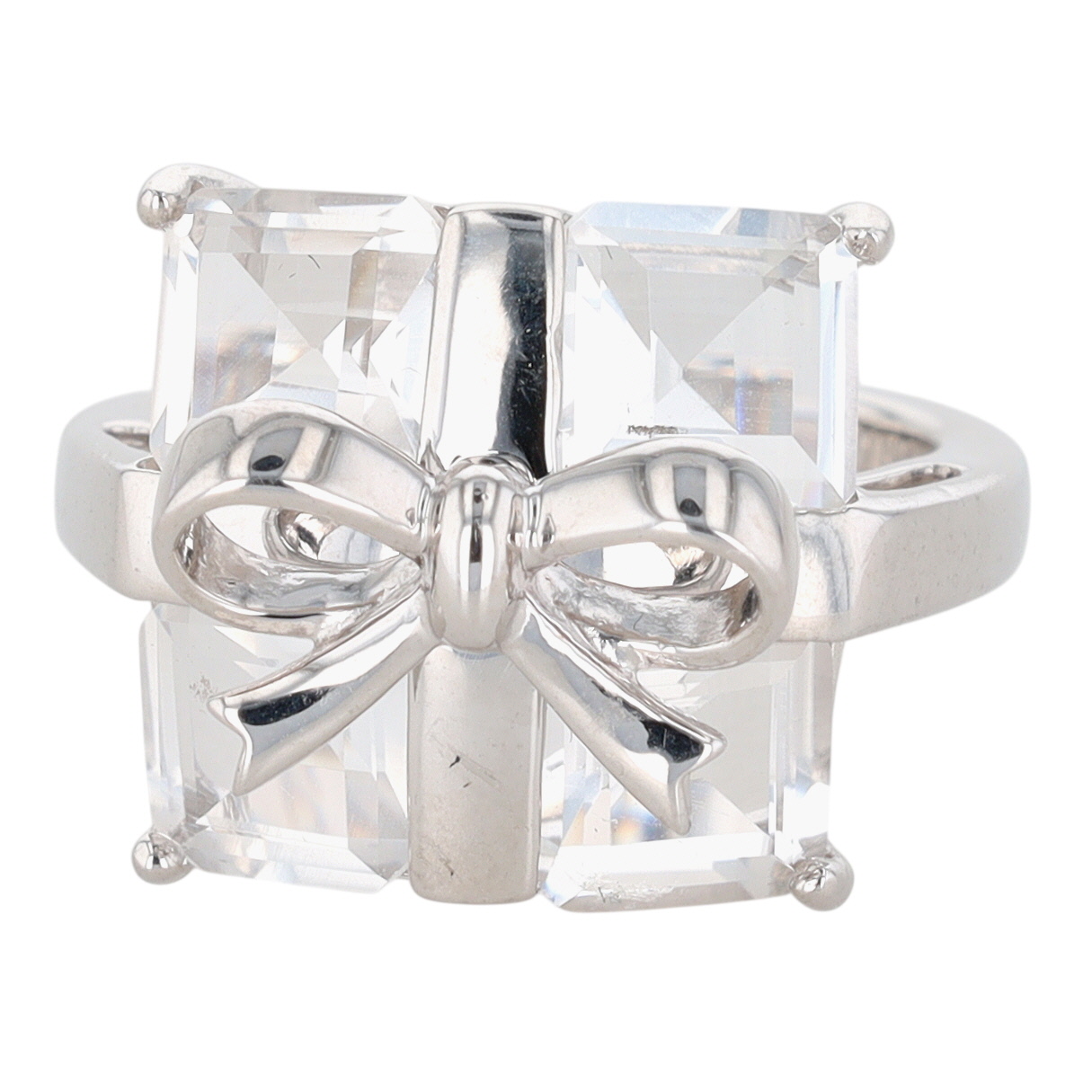 Signed Sterling Silver Spinel Bow Wrapped Present Ring Size 6