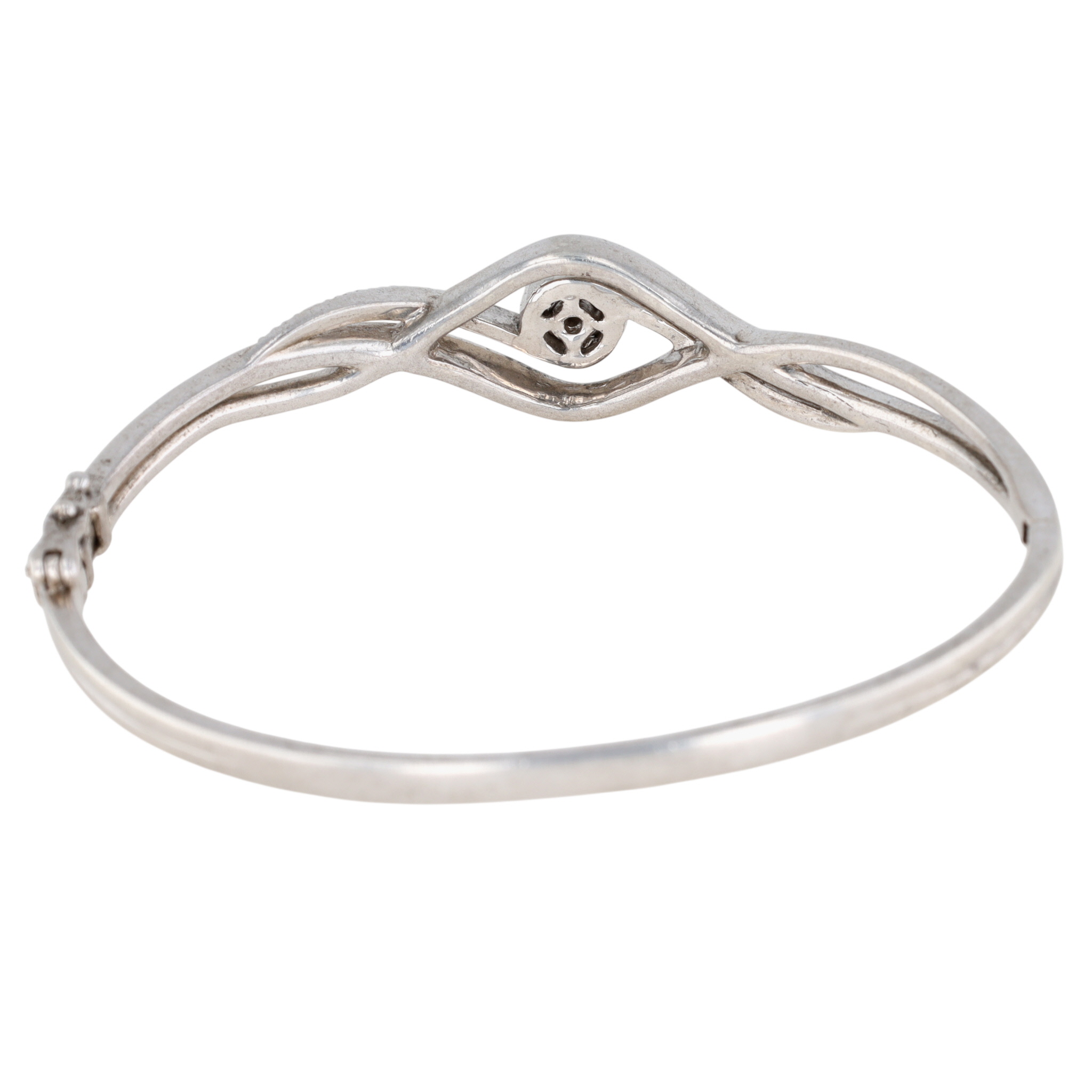 Jane Seymour Sterling Silver Diamond Crossover Hinged Bangle Bracelet