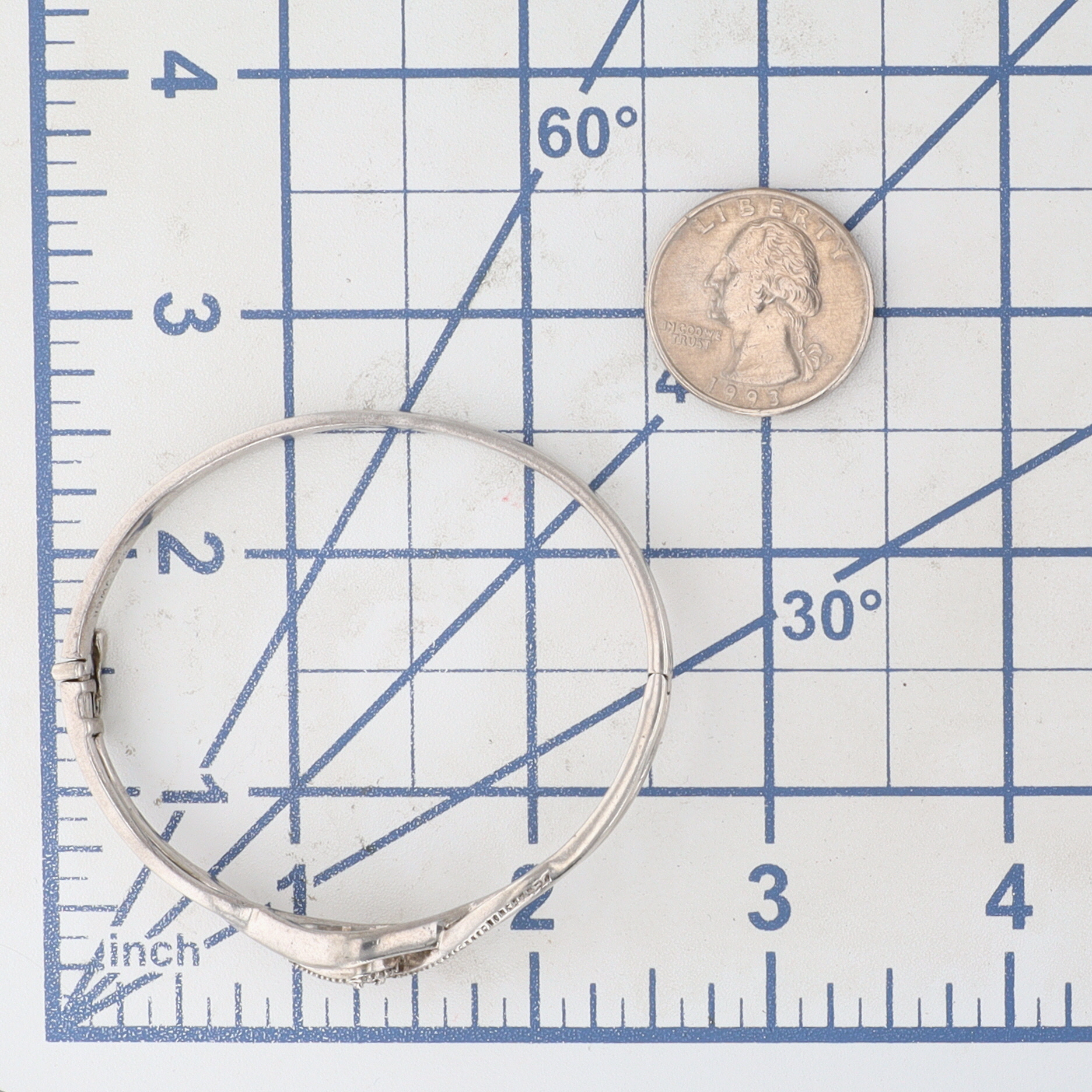 Jane Seymour Sterling Silver Diamond Crossover Hinged Bangle Bracelet