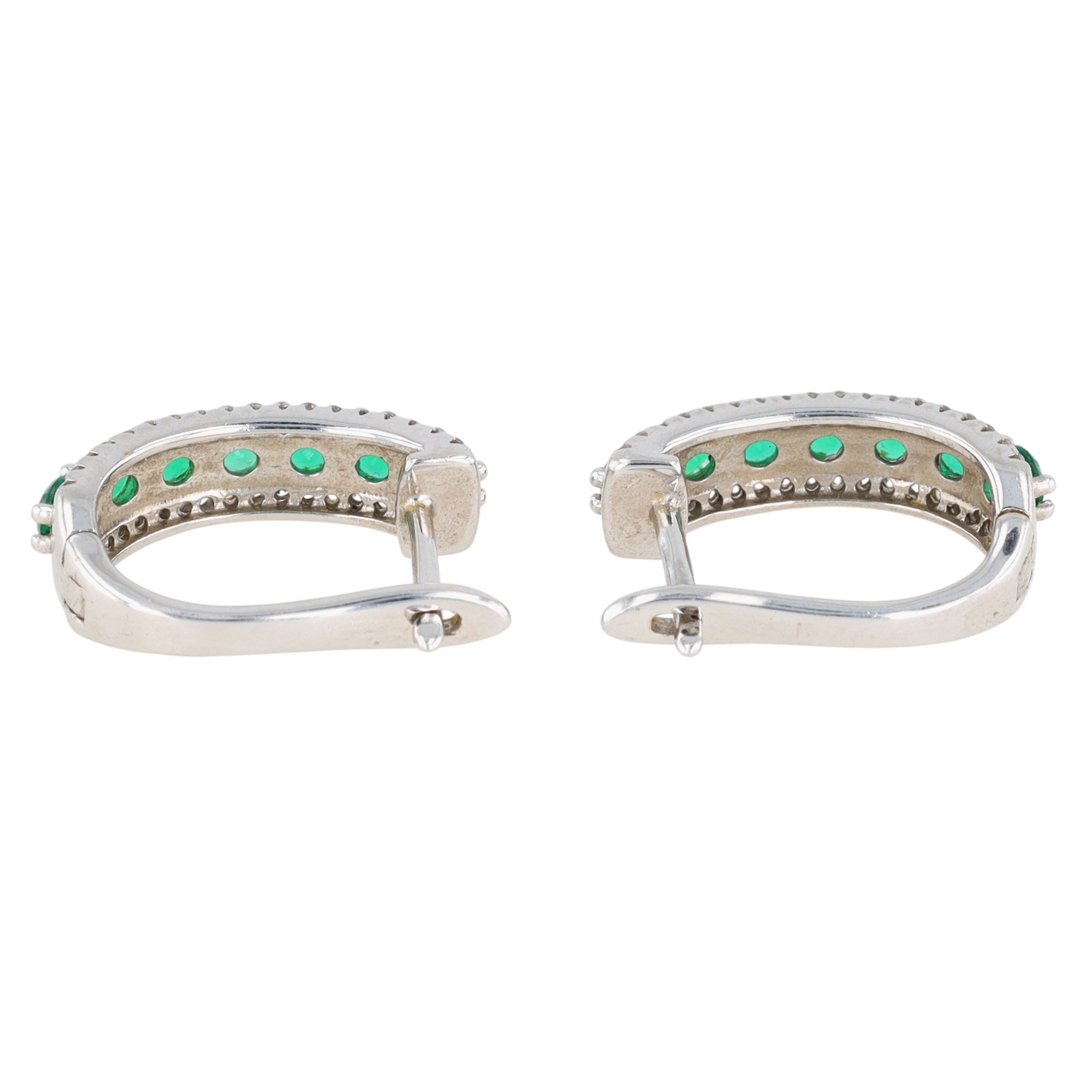 Signed Sterling Silver CZ Hoop Huggie Earrings