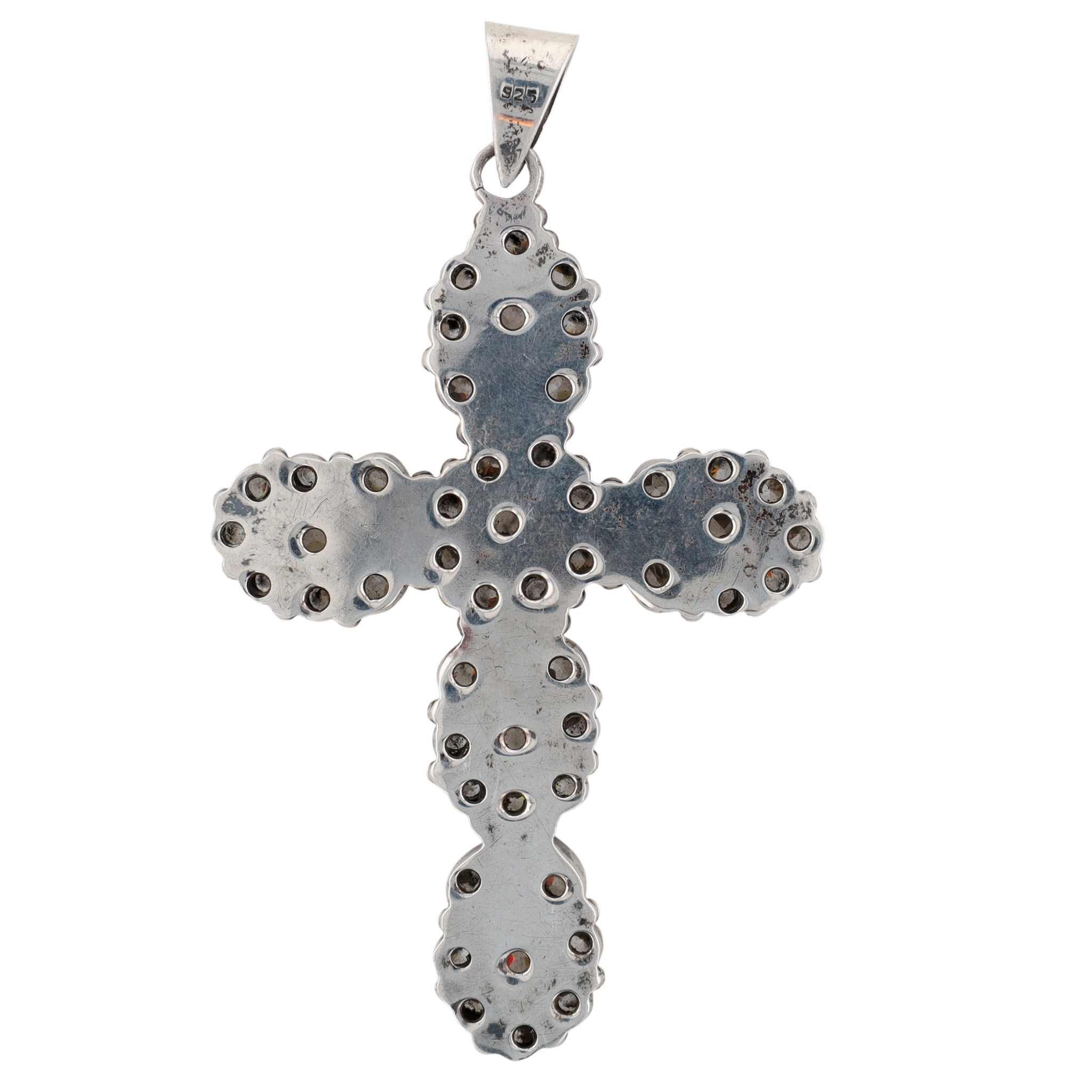 Sterling Silver CZ Studded Large Cross Pendant