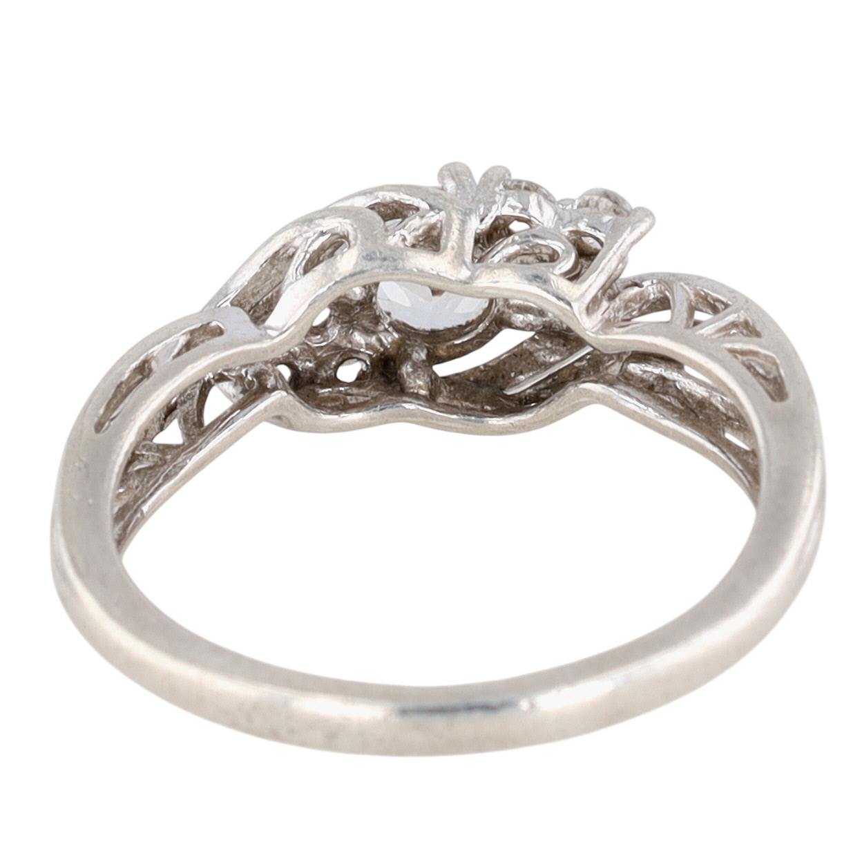 Signed Sterling Silver White Sapphire Cluster Crossover Ring Size 6.5