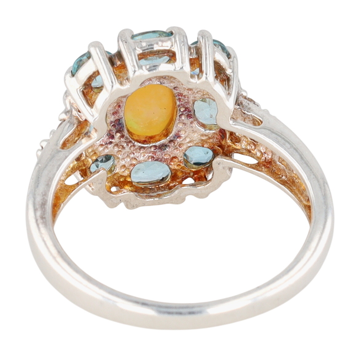 Signed Sterling Silver Multi Gemstone Halo Ring Size 6
