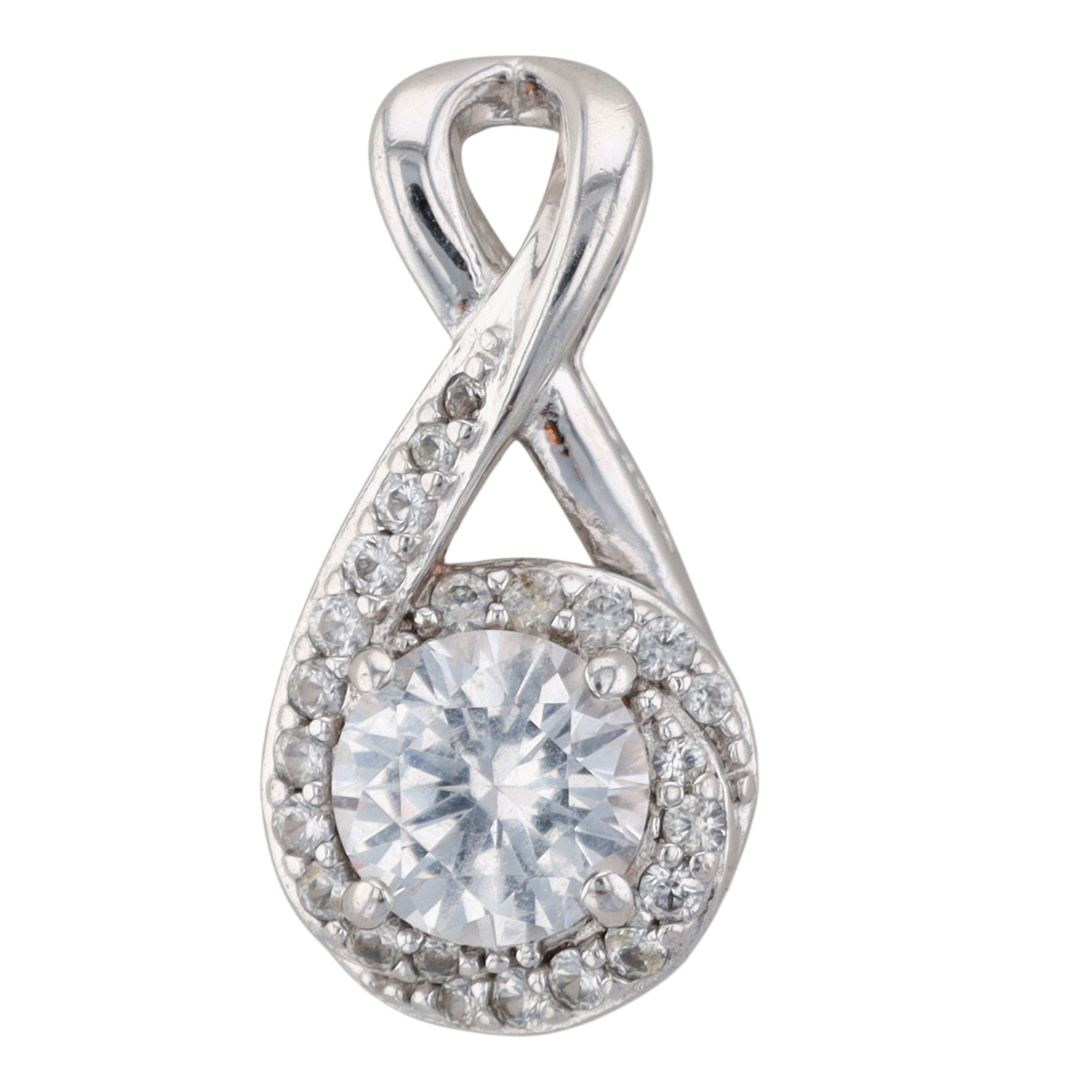 Prime American Jewel Sterling Silver White Sapphire Crossover Slide Pendant