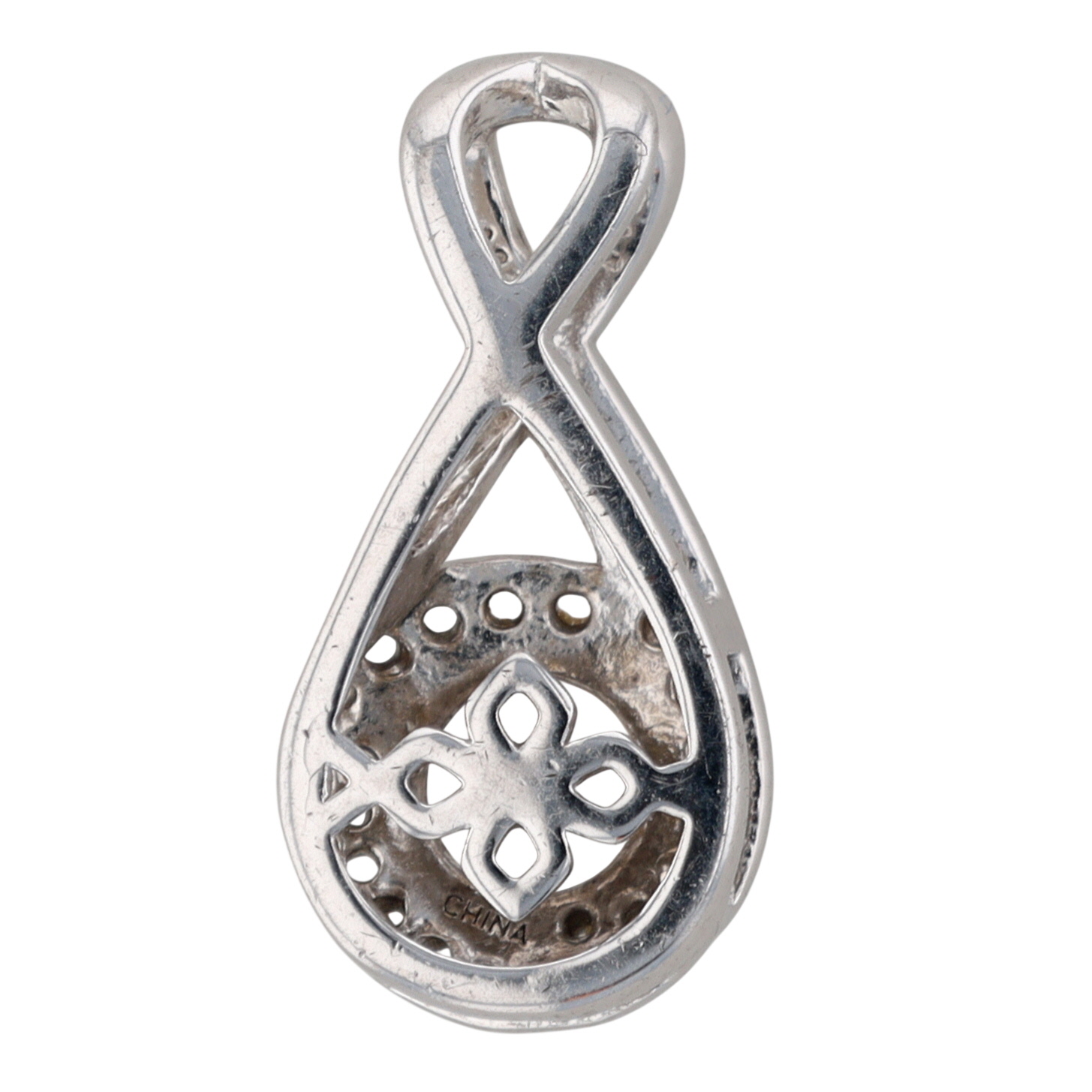 Prime American Jewel Sterling Silver White Sapphire Crossover Slide Pendant