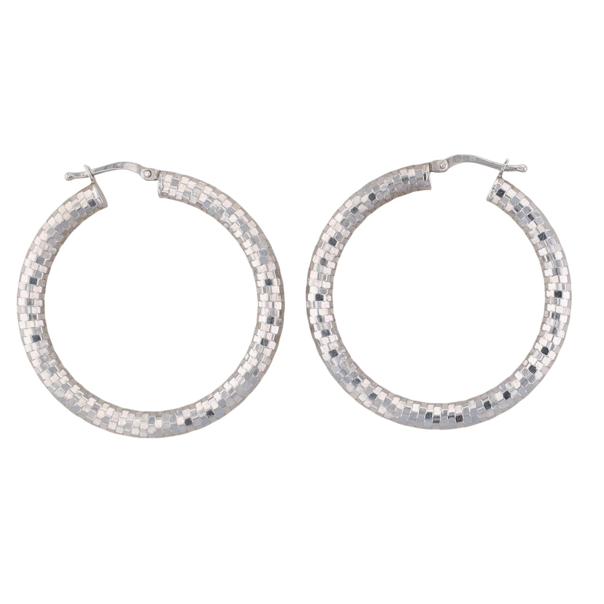 Milor Italy Sterling Silver Multi Faceted Hoop Earrings