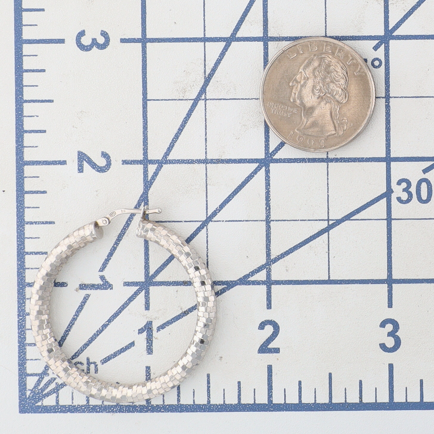 Milor Italy Sterling Silver Multi Faceted Hoop Earrings
