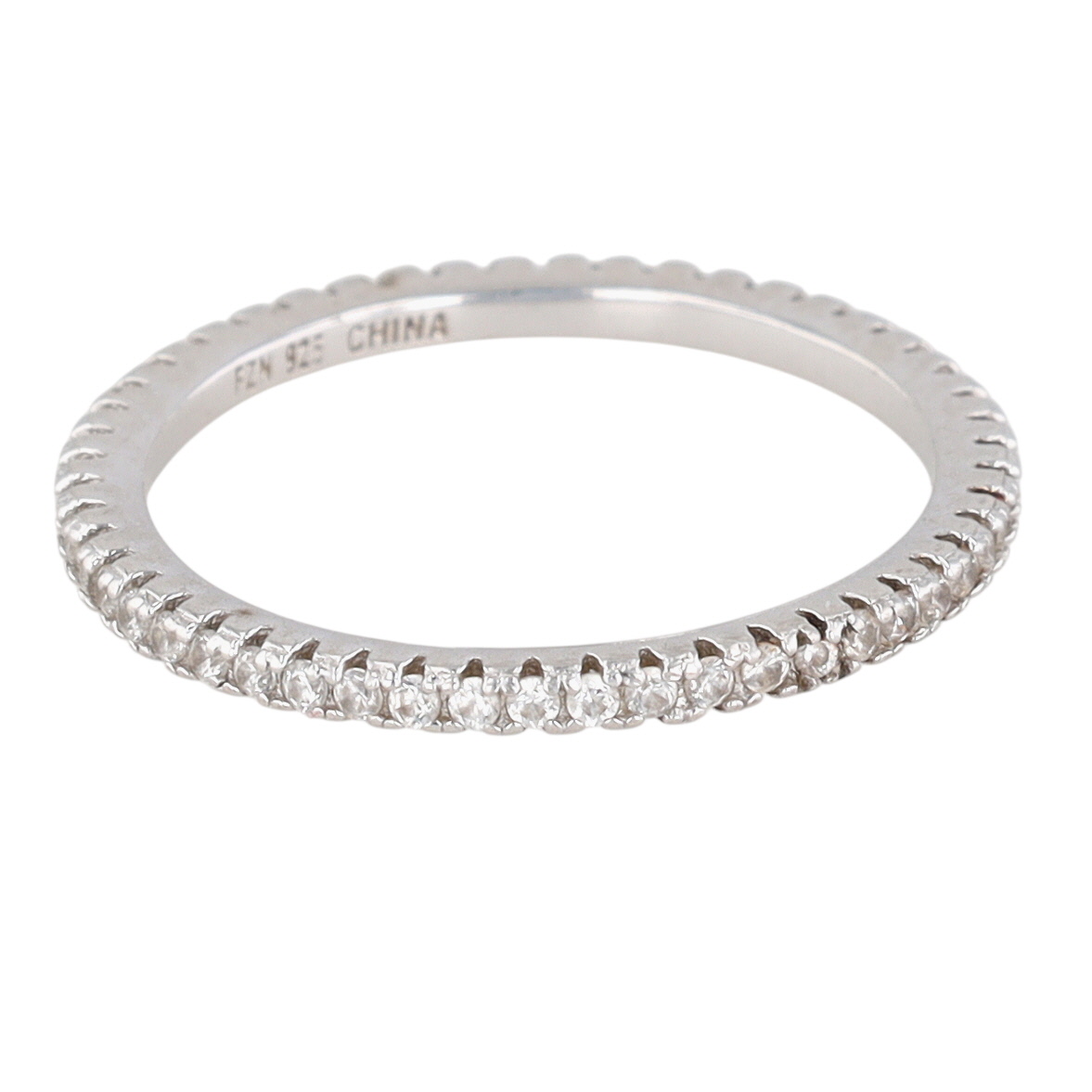 Signed Sterling Silver CZ Eternity Band Ring Size 6.25