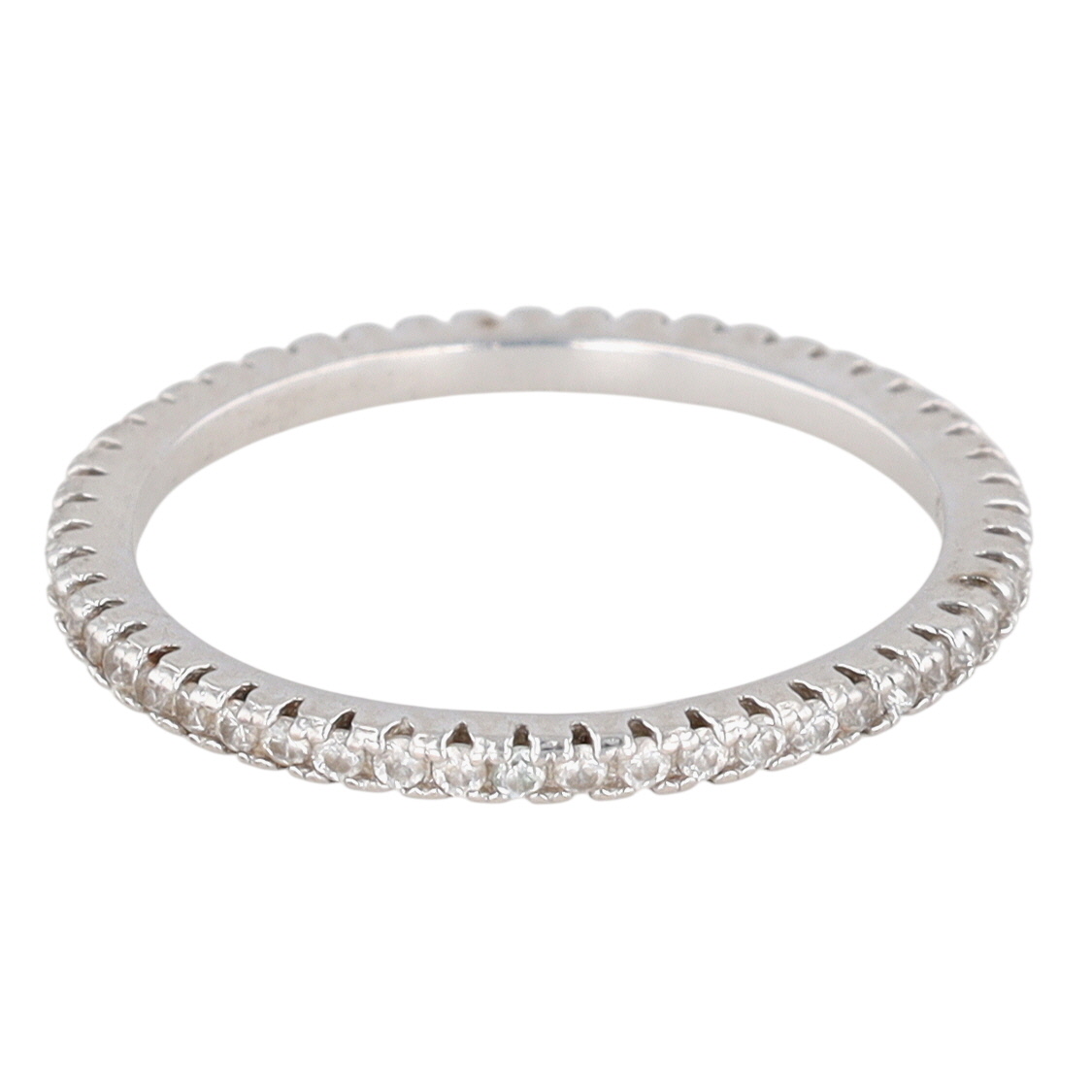 Signed Sterling Silver CZ Eternity Band Ring Size 6.25