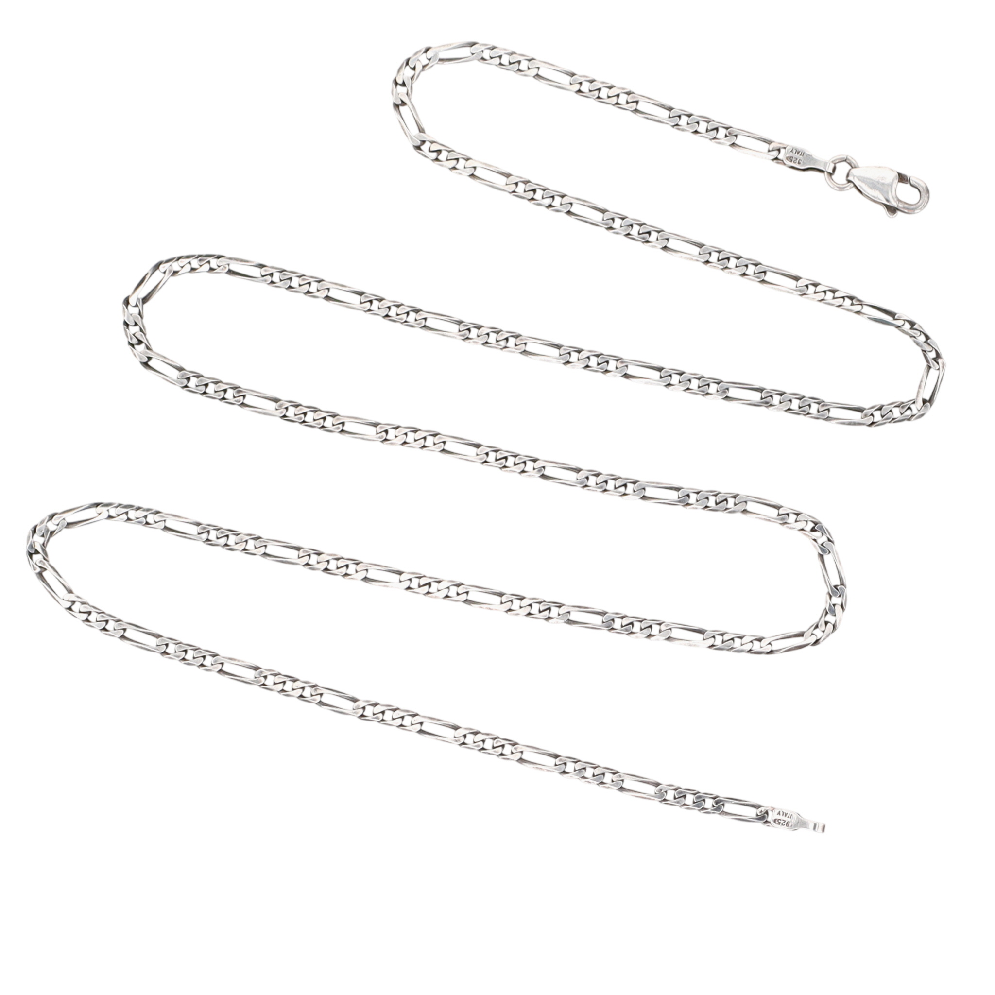 Signed Italy Sterling Silver Figaro Chain Necklace