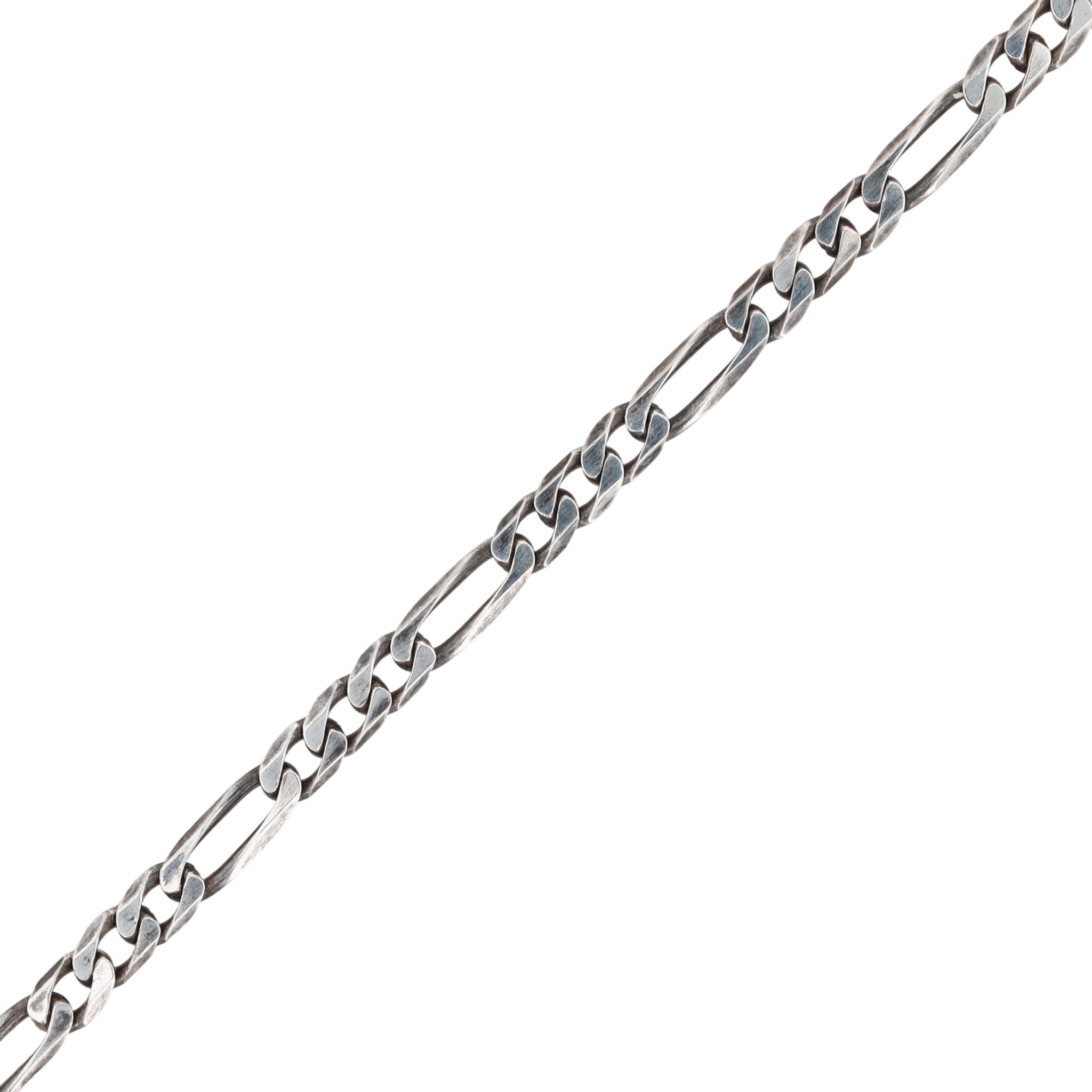 Signed Italy Sterling Silver Figaro Chain Necklace
