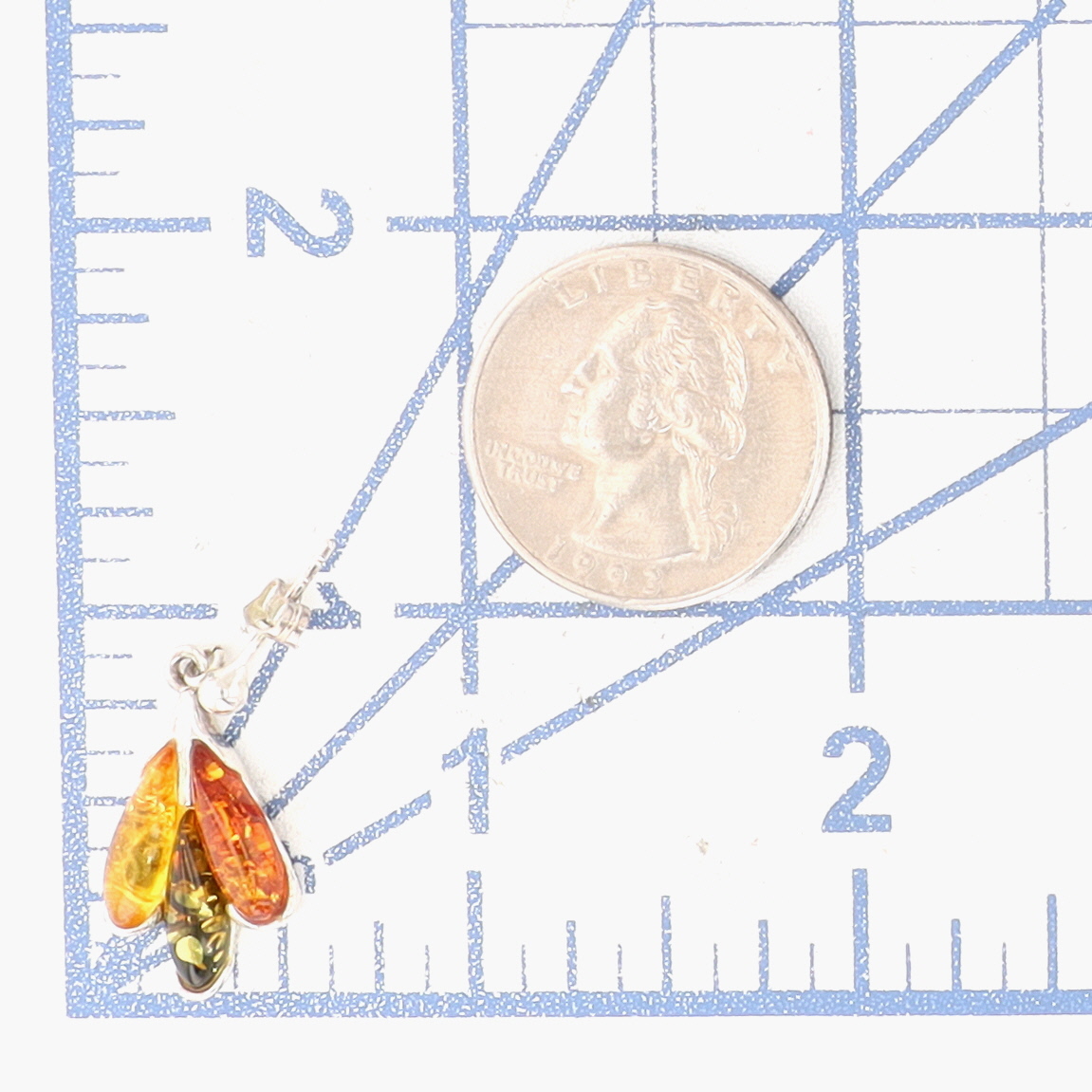 Sterling Silver Tri Color Amber Drop Earrings