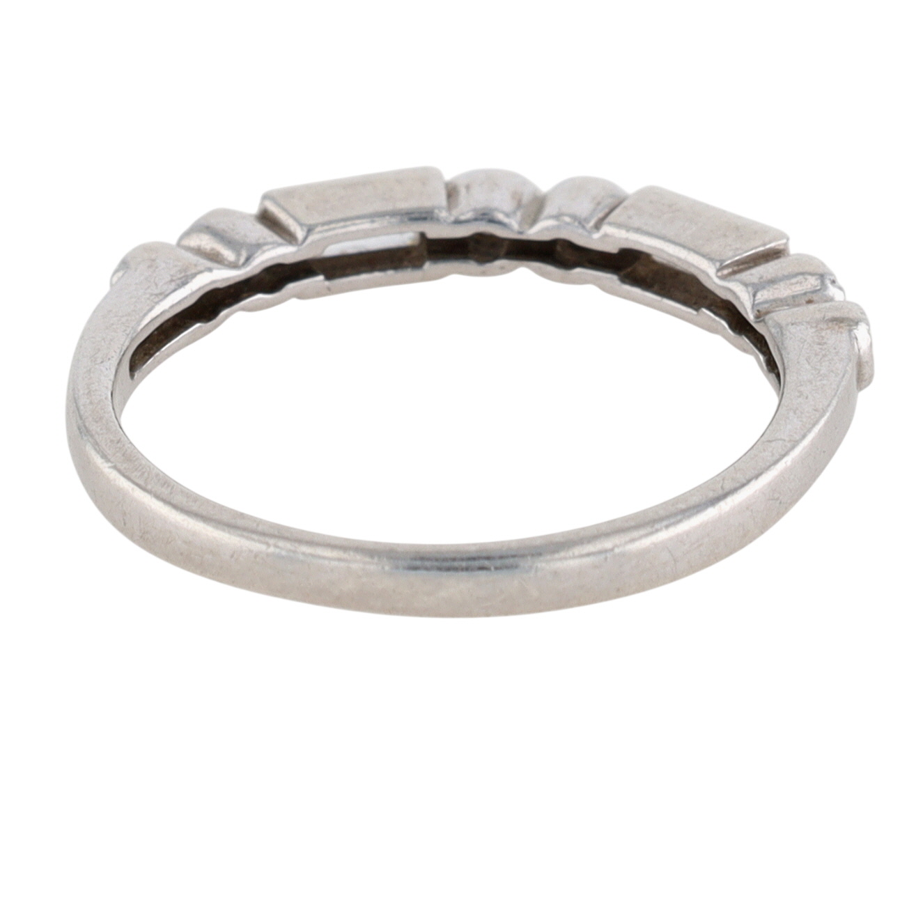 Signed Sterling Silver CZ Half Round Eternity Band Ring Size 7.25