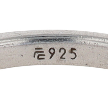 Signed Sterling Silver CZ Half Round Eternity Band Ring Size 7.25