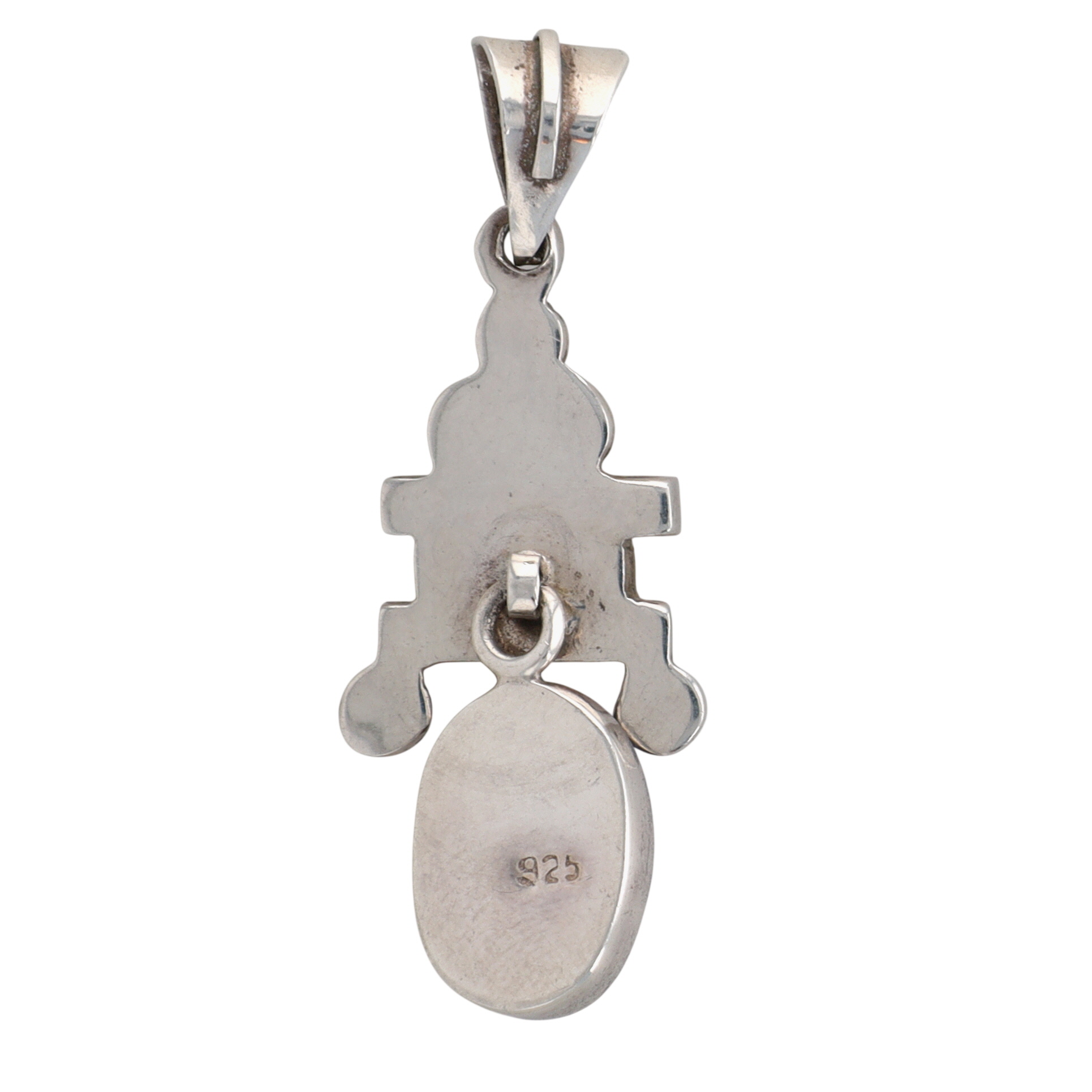 Sterling Silver Blue Mother of Pearl Geometric Dangle Pendant