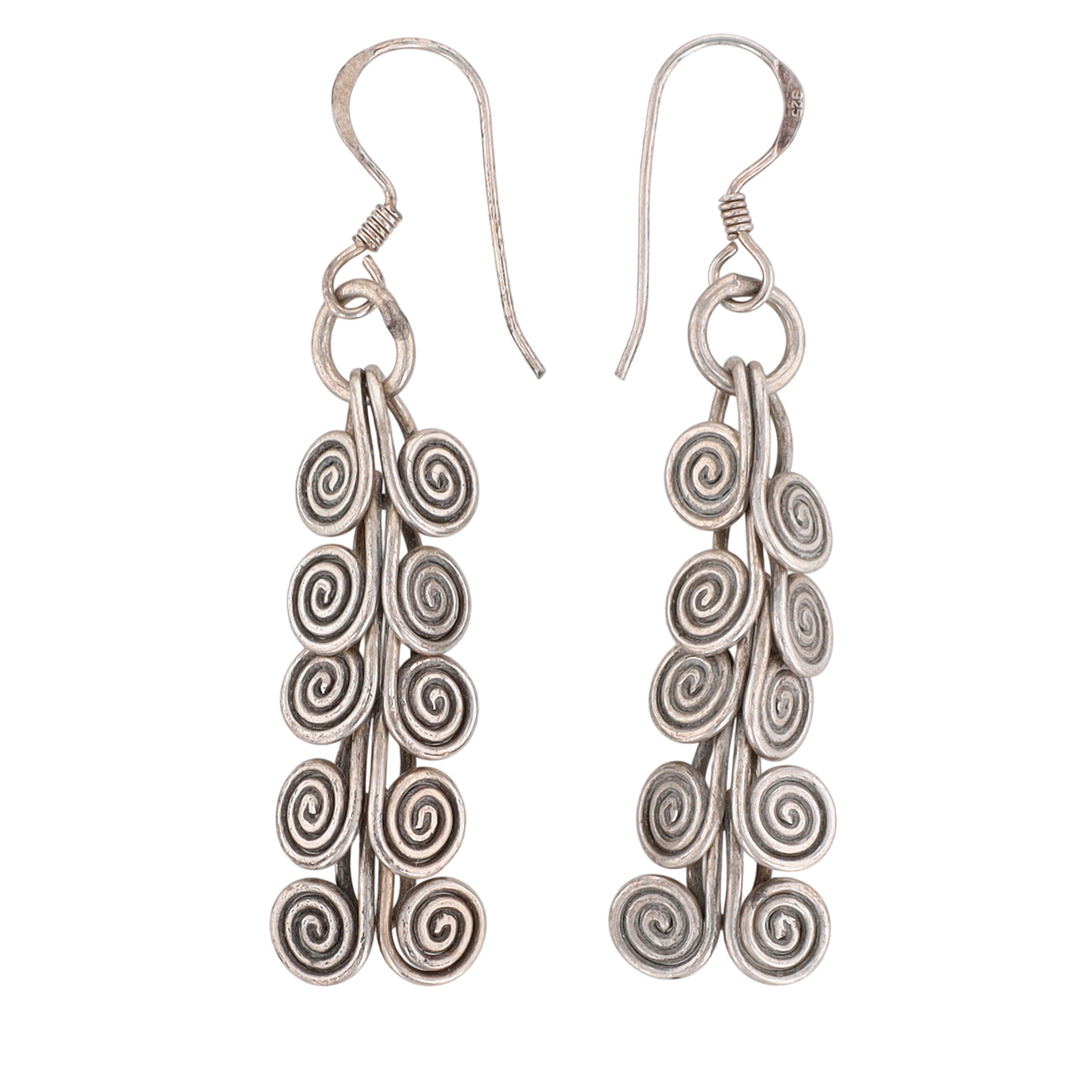 Sterling Silver Modern Articulated Swirl Dangle Earrings