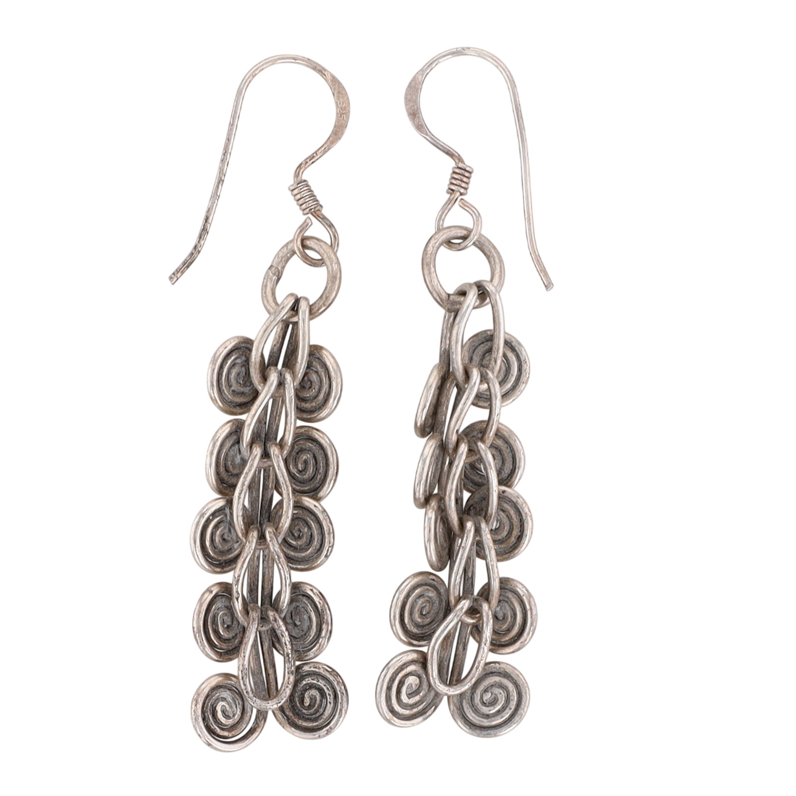 Sterling Silver Modern Articulated Swirl Dangle Earrings