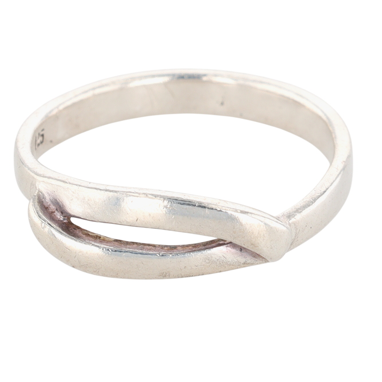 Signed Sterling Silver Crossover Band Ring Size 10