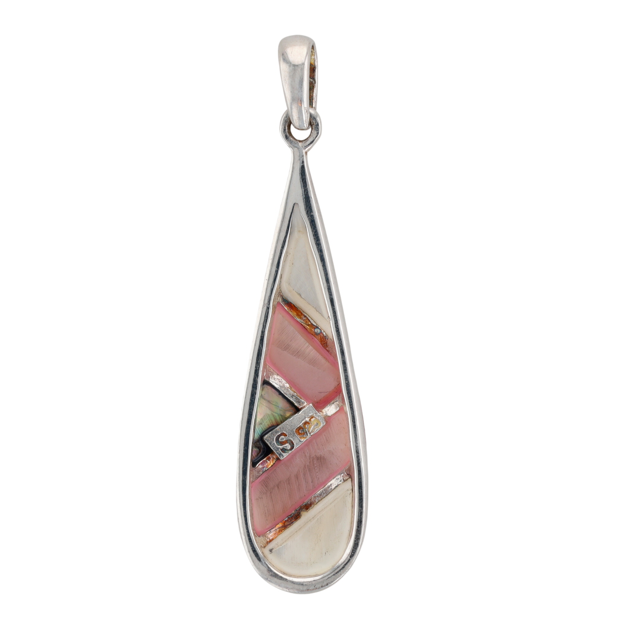 Sterling Silver Mother of Pearl Inlay Teardrop Pendant