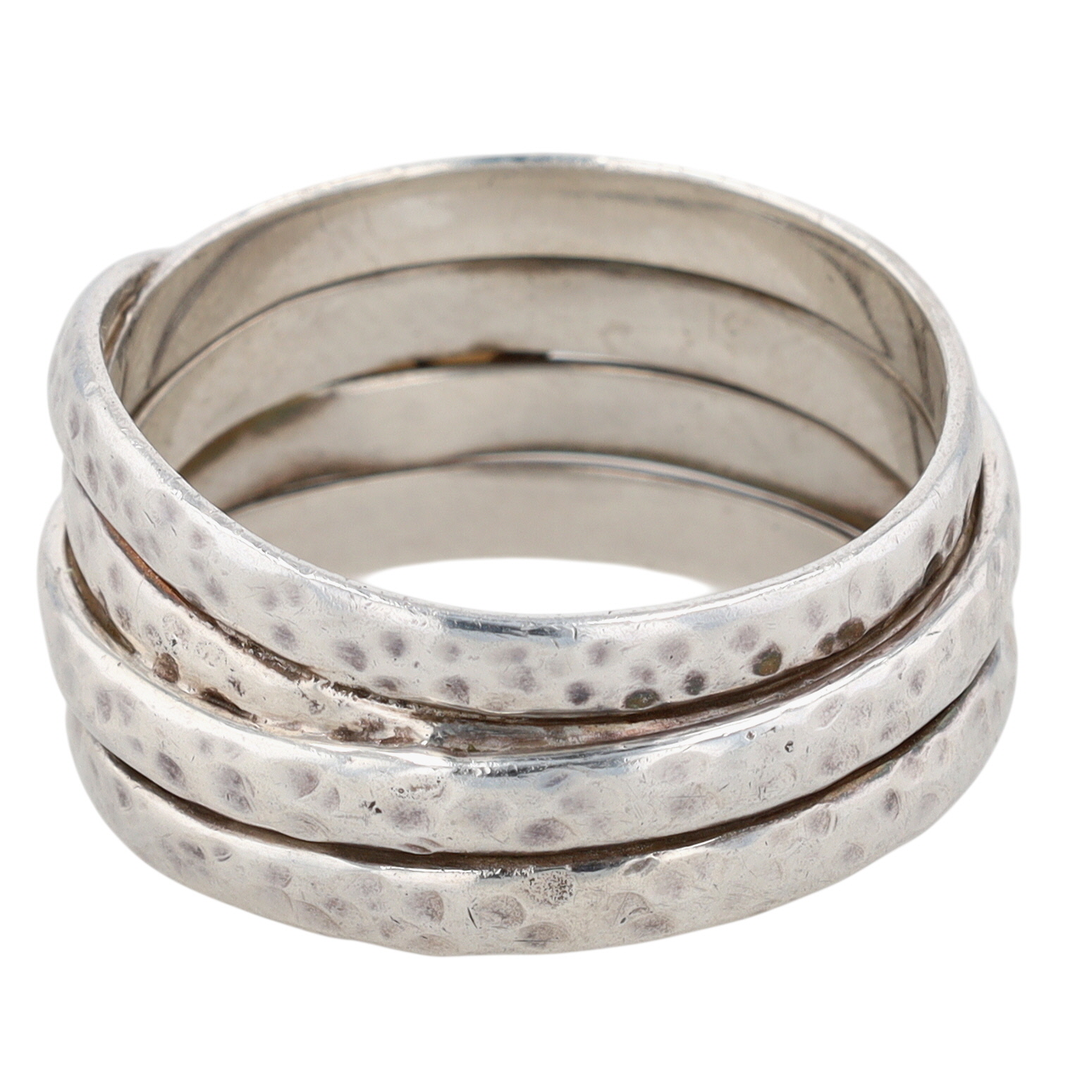 Sterling Silver Pearl Multi Wrap Wide Band Ring Size 12.5
