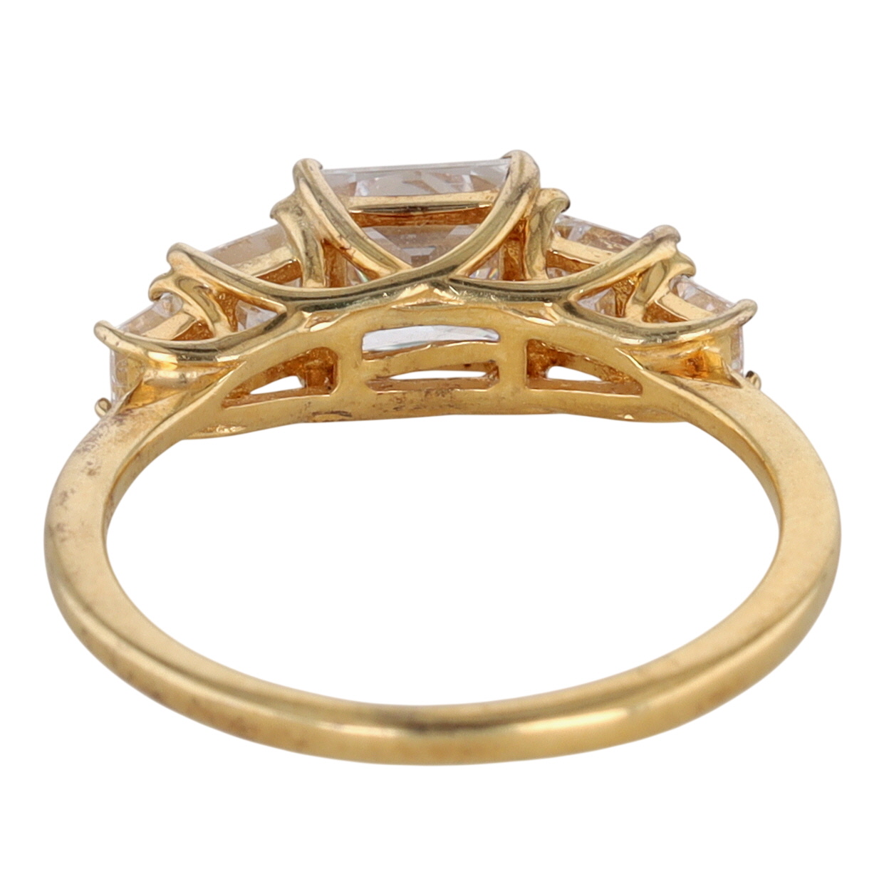 D'Joy Gold Over Sterling Silver CZ Princess Cut Five Stone Ring Size 8.25
