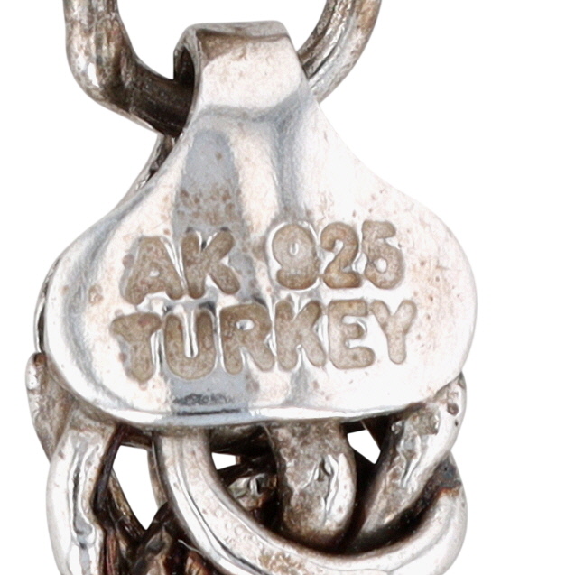 Signed Turkey Sterling Silver Textured Byzantine Chain Necklace